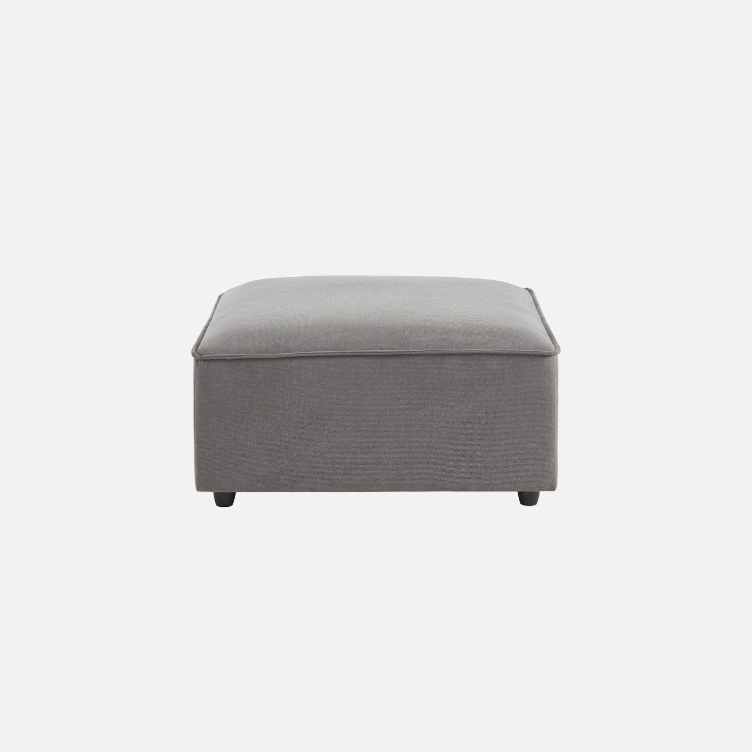 Square pouffe in light grey water-repellent fabric - SENSE L91xW91xH44cm Photo4