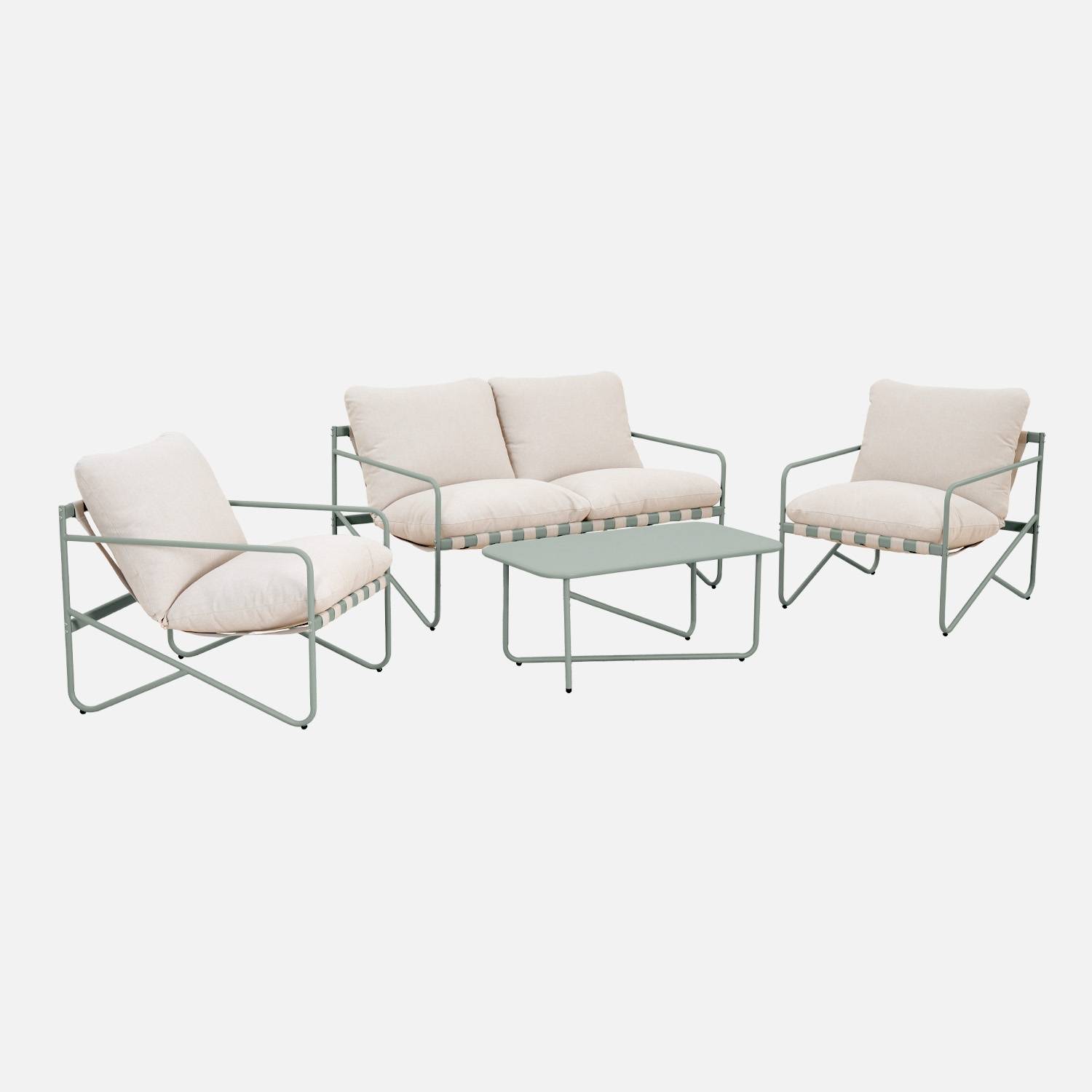 Salon de jardin acier 4 places kaki