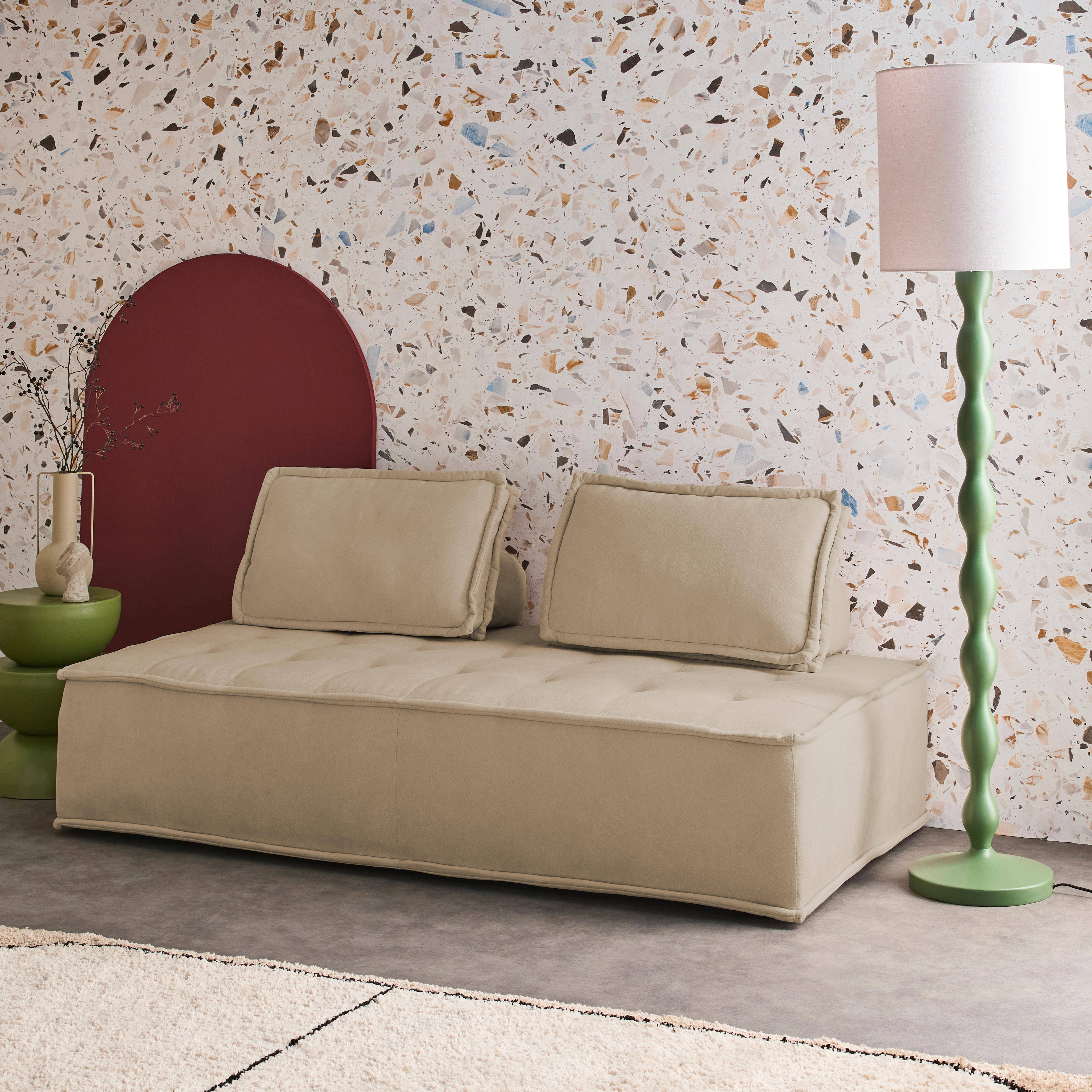 2-Sitzer Sessel mit gepolstertem Stoffbezug für Modulsofa - beige Photo2