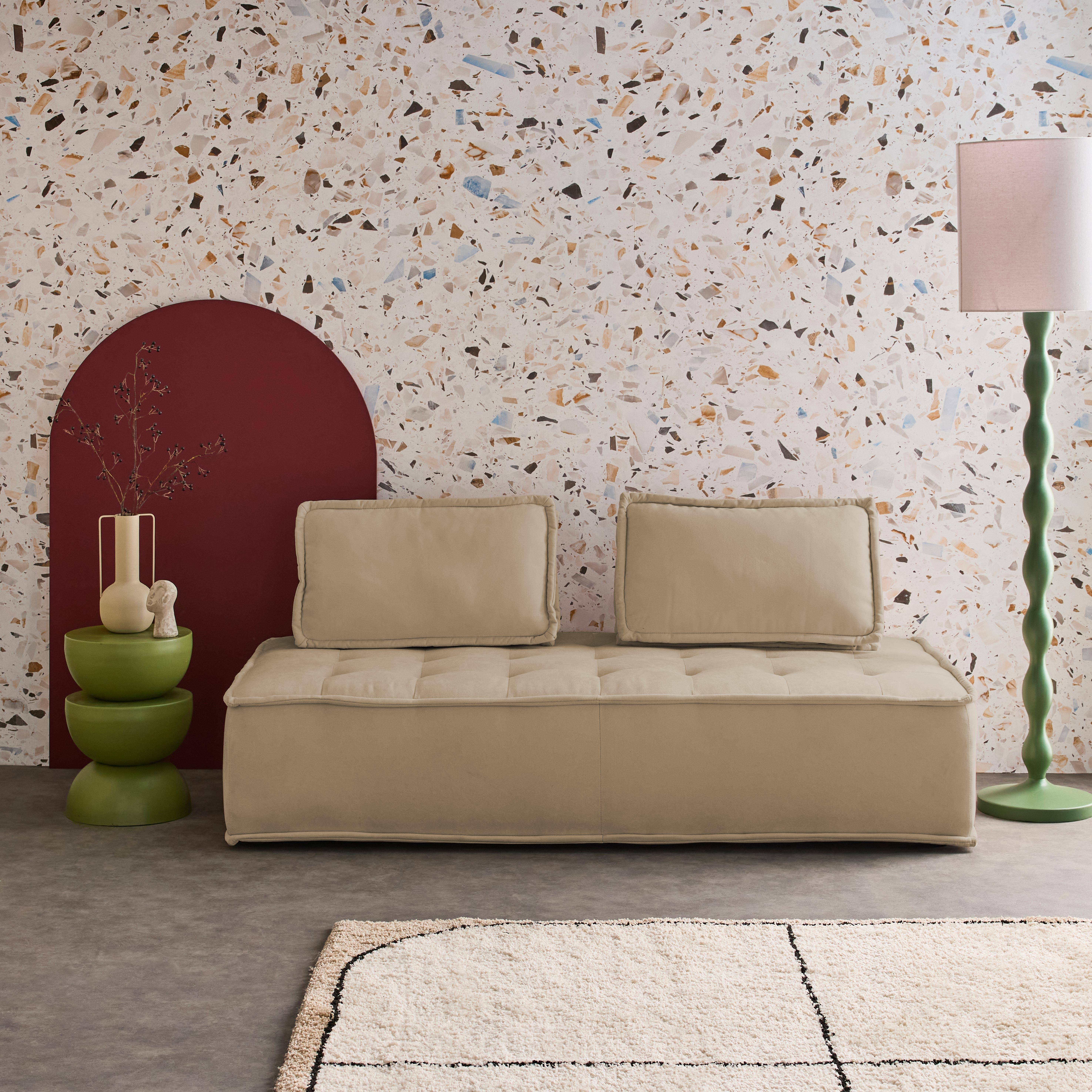 2-Sitzer Sessel mit gepolstertem Stoffbezug für Modulsofa - beige Photo1