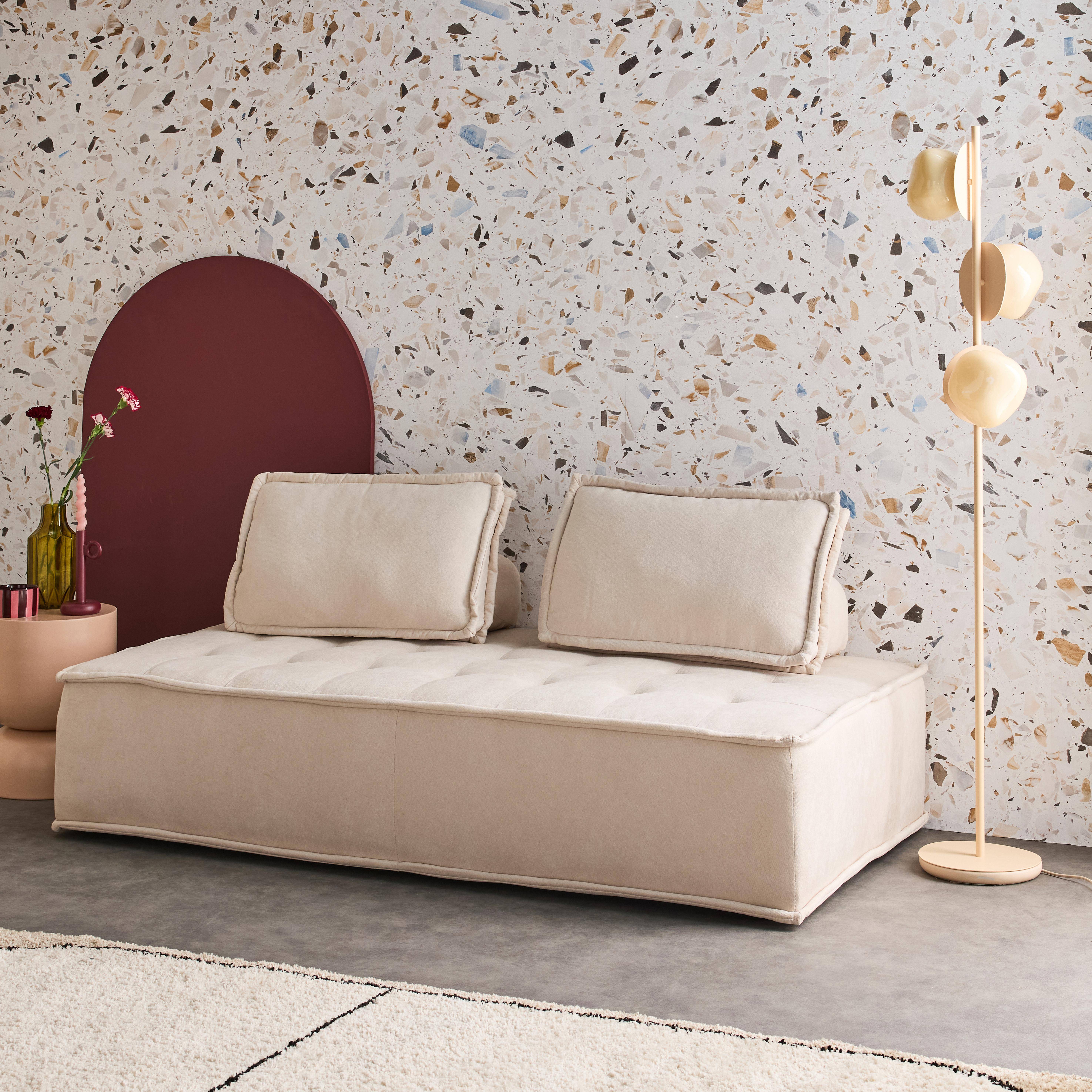 2-zits fauteuil voor modulaire bank in crème stof Photo2