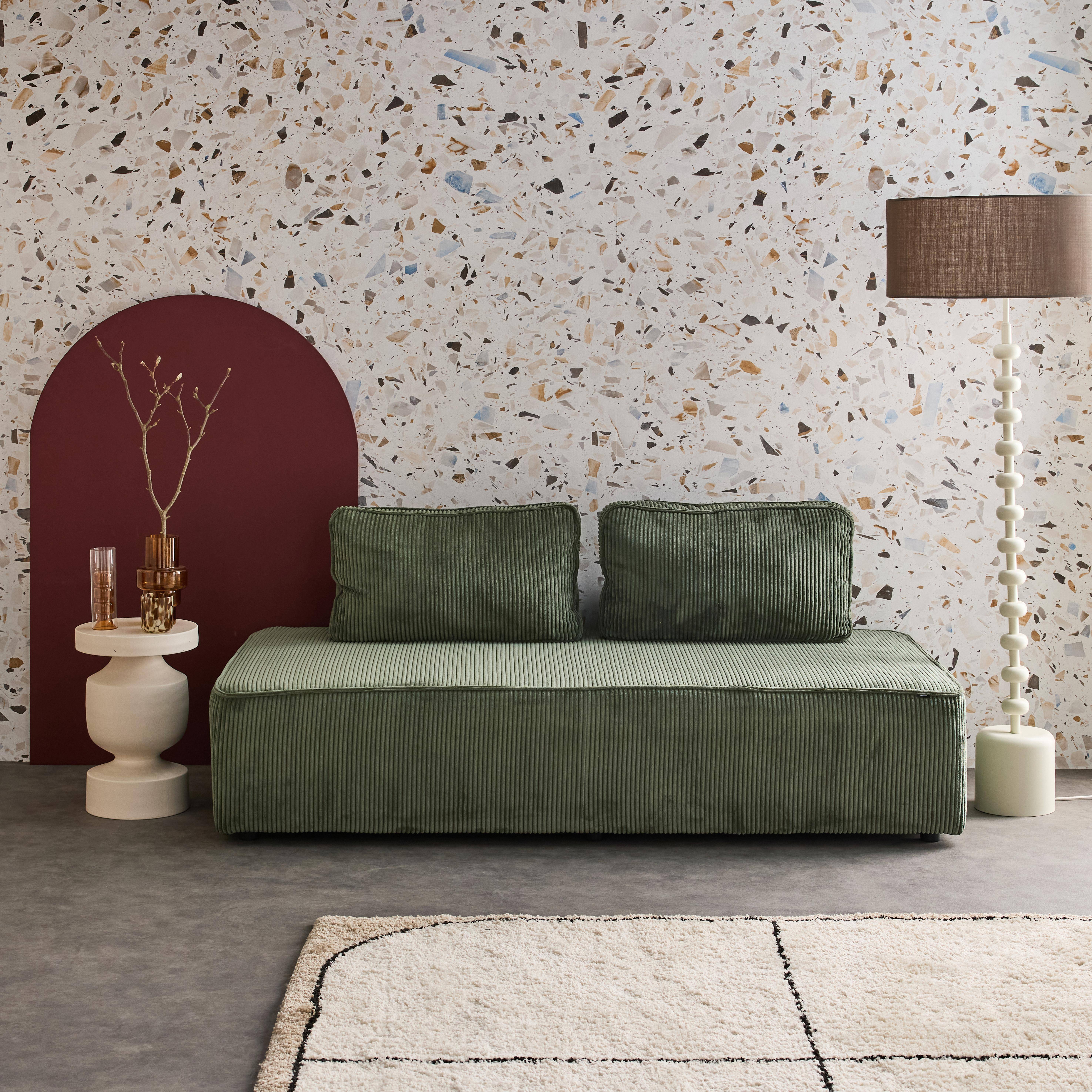 2-Sitzer Sessel für ein modulares Sofa - Cord-Bezug - grün Photo2