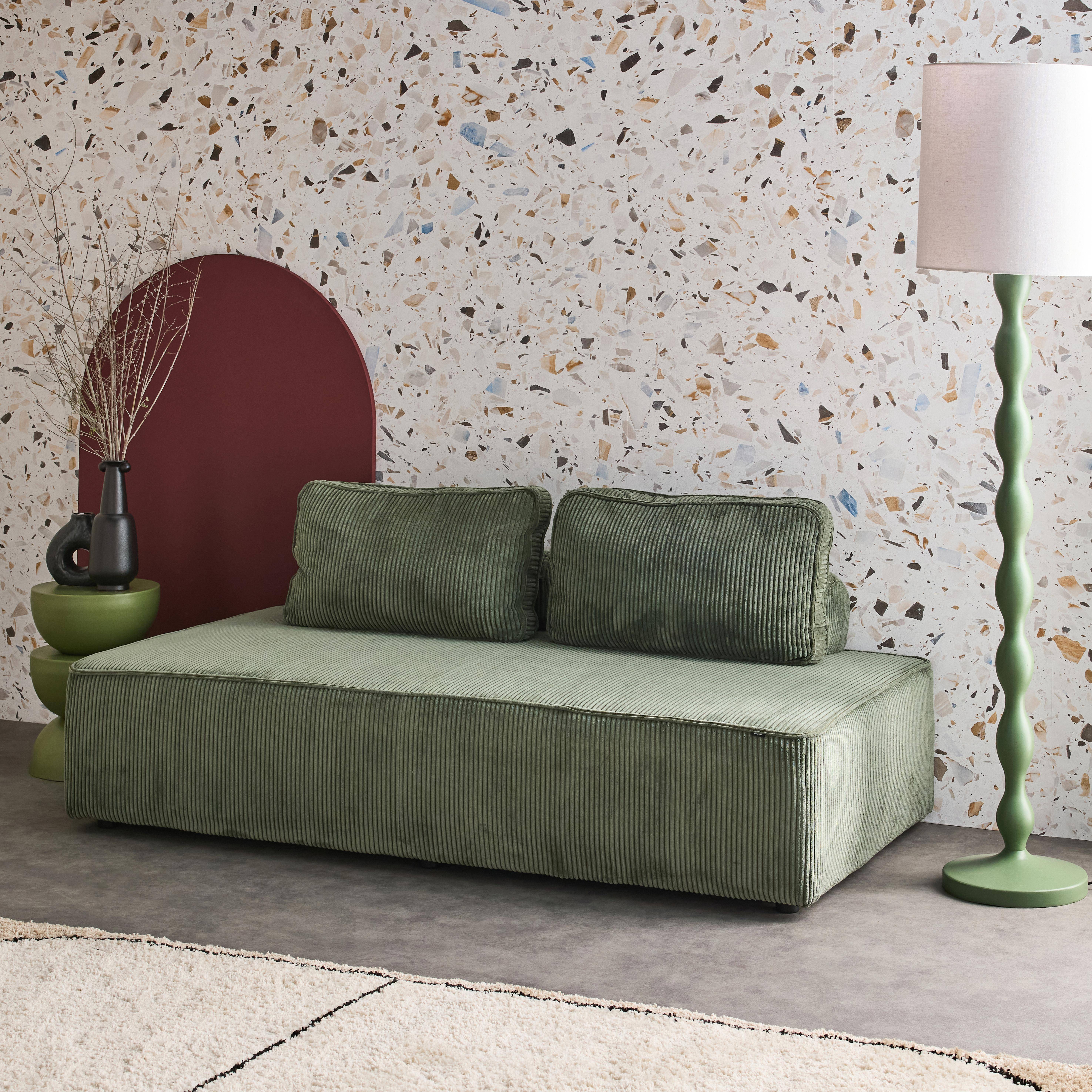 2-Sitzer Sessel für ein modulares Sofa - Cord-Bezug - grün Photo1