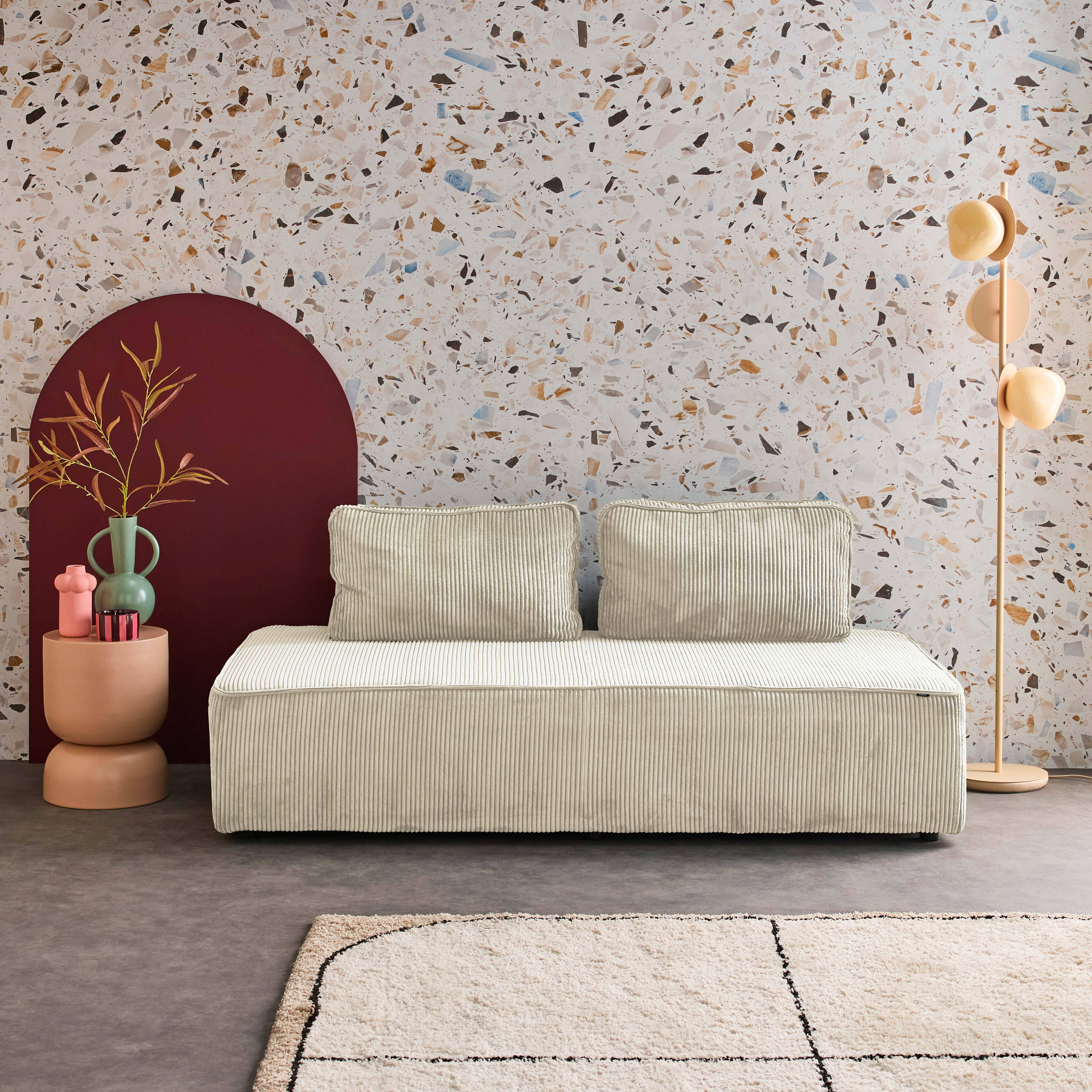 2-zits fauteuil voor modulaire bank in crème corduroy Photo1