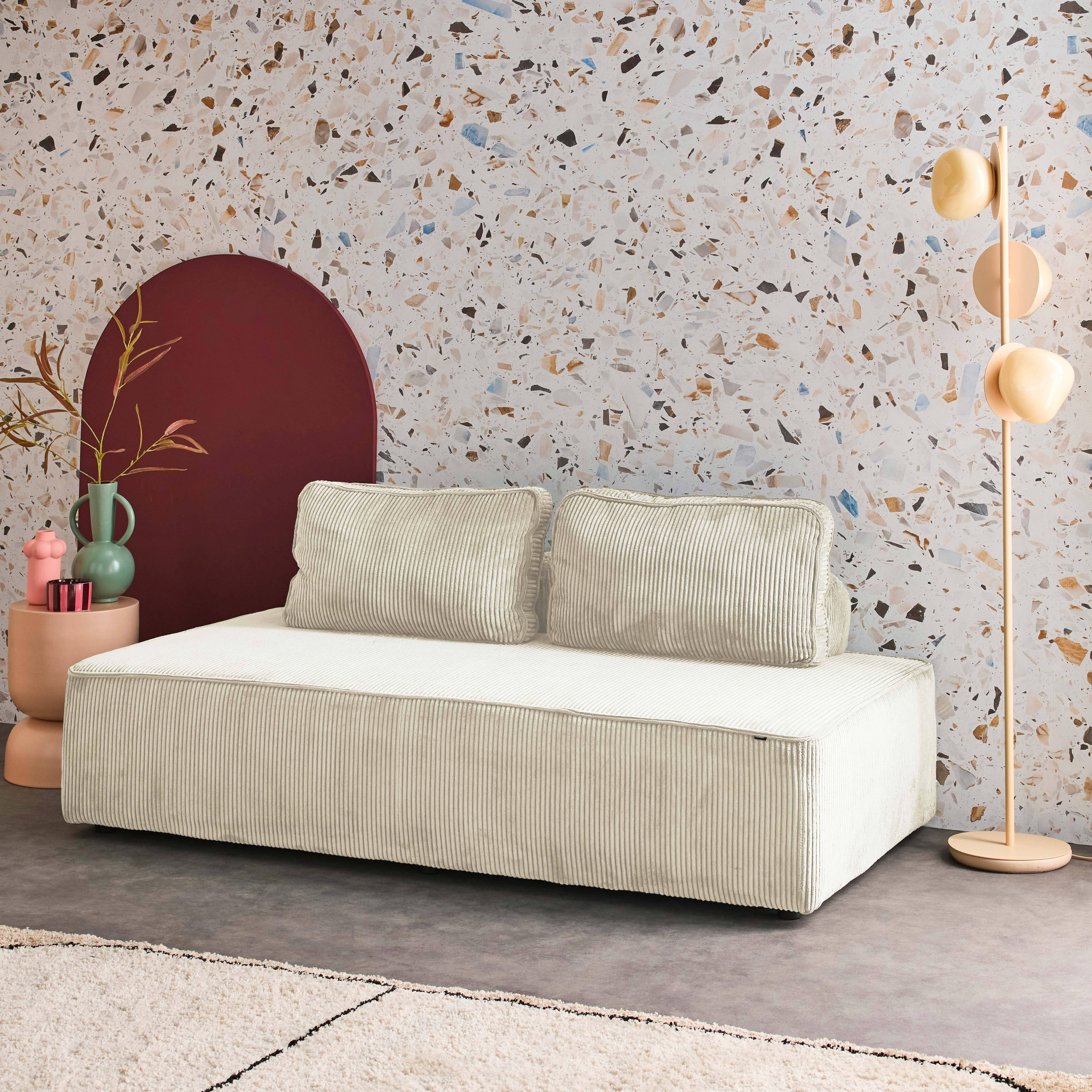 2-zits fauteuil voor modulaire bank in crème corduroy Photo2
