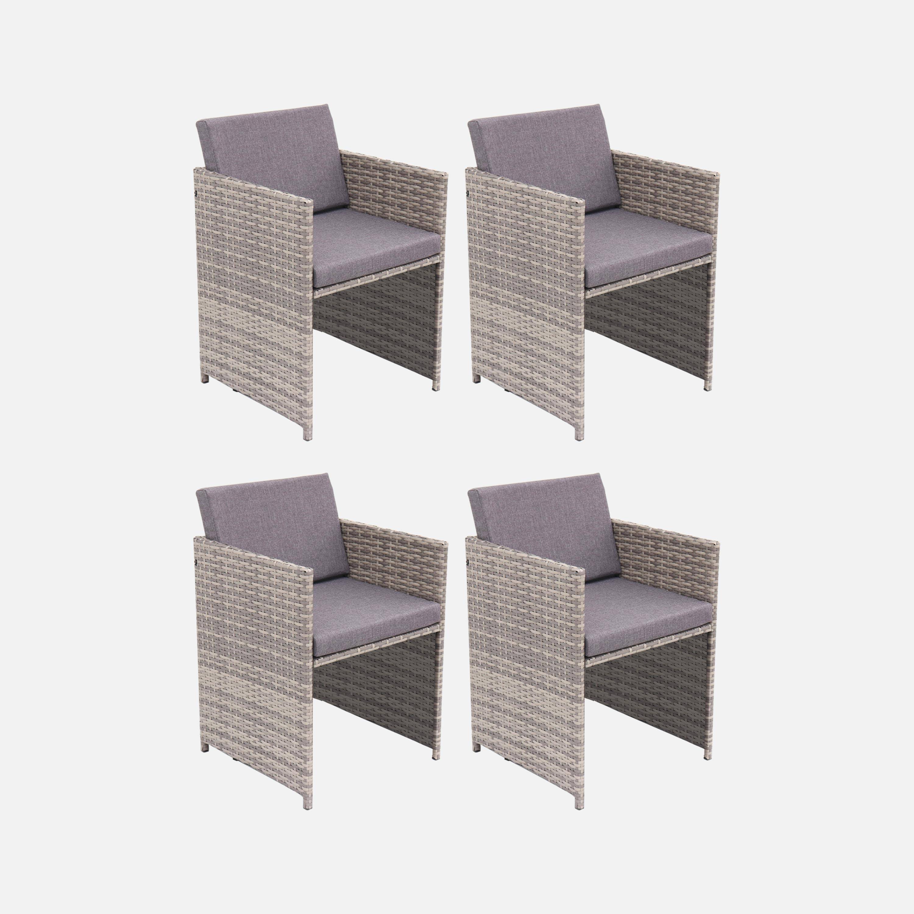 Lot de 4 fauteuils de jardin en résine tressée avec coussin inclus  Photo1