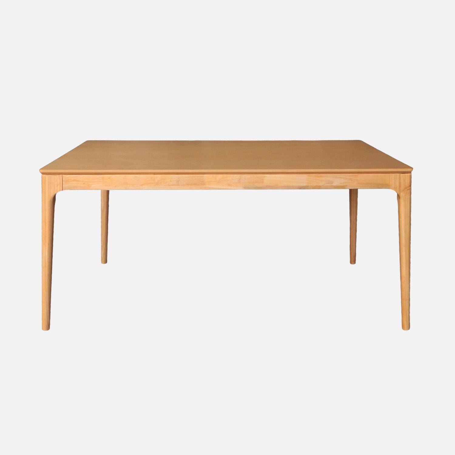 Table à manger rectangulaire naturelle bois d'hévéa et placage frêne 6 places Elena Photo2