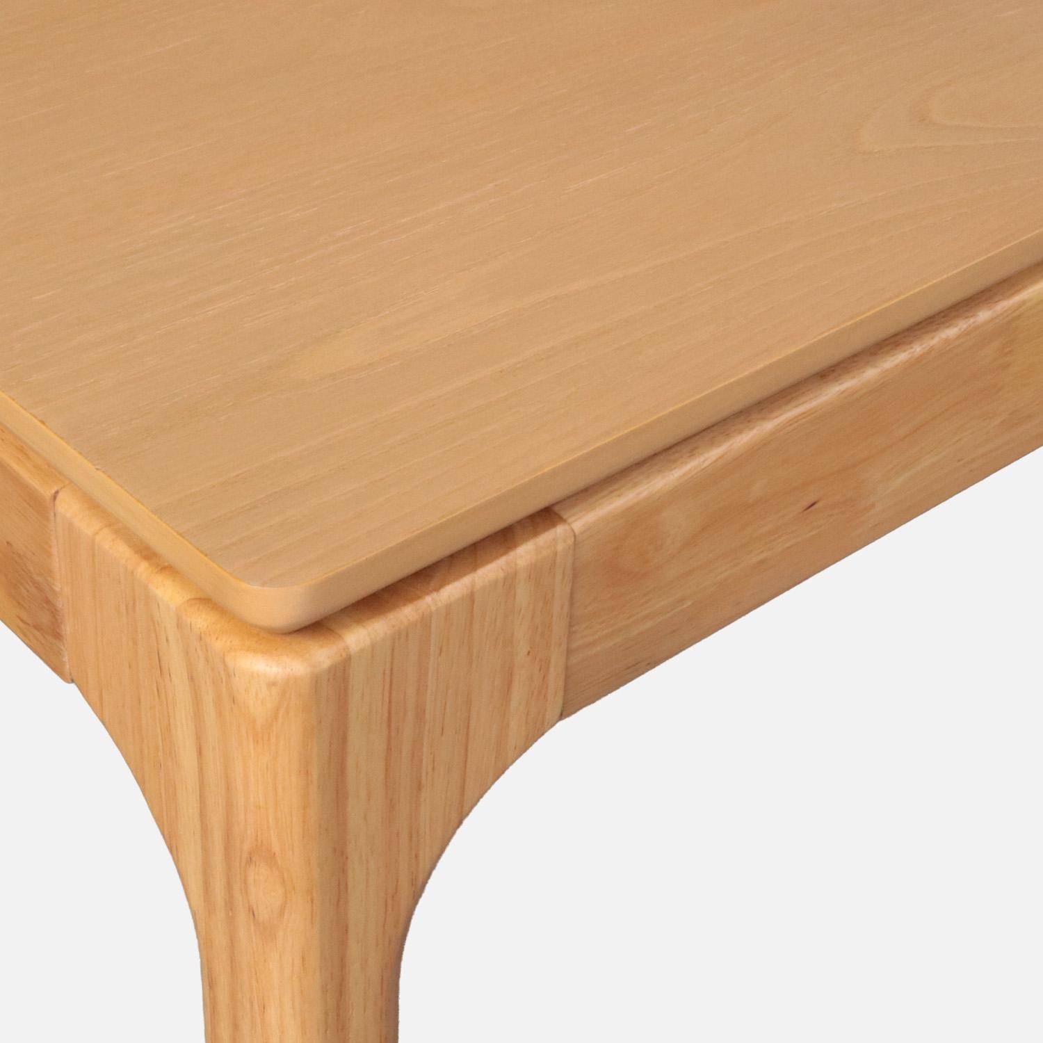 Table à manger rectangulaire naturelle bois d'hévéa et placage frêne 6 places Elena Photo3