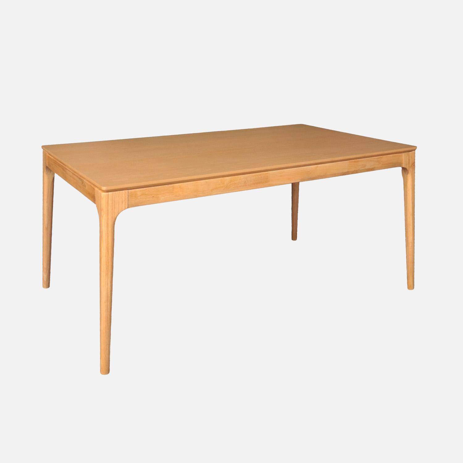 Table à manger rectangulaire naturelle bois d'hévéa et placage frêne 6 places Elena,sweeek,Photo1