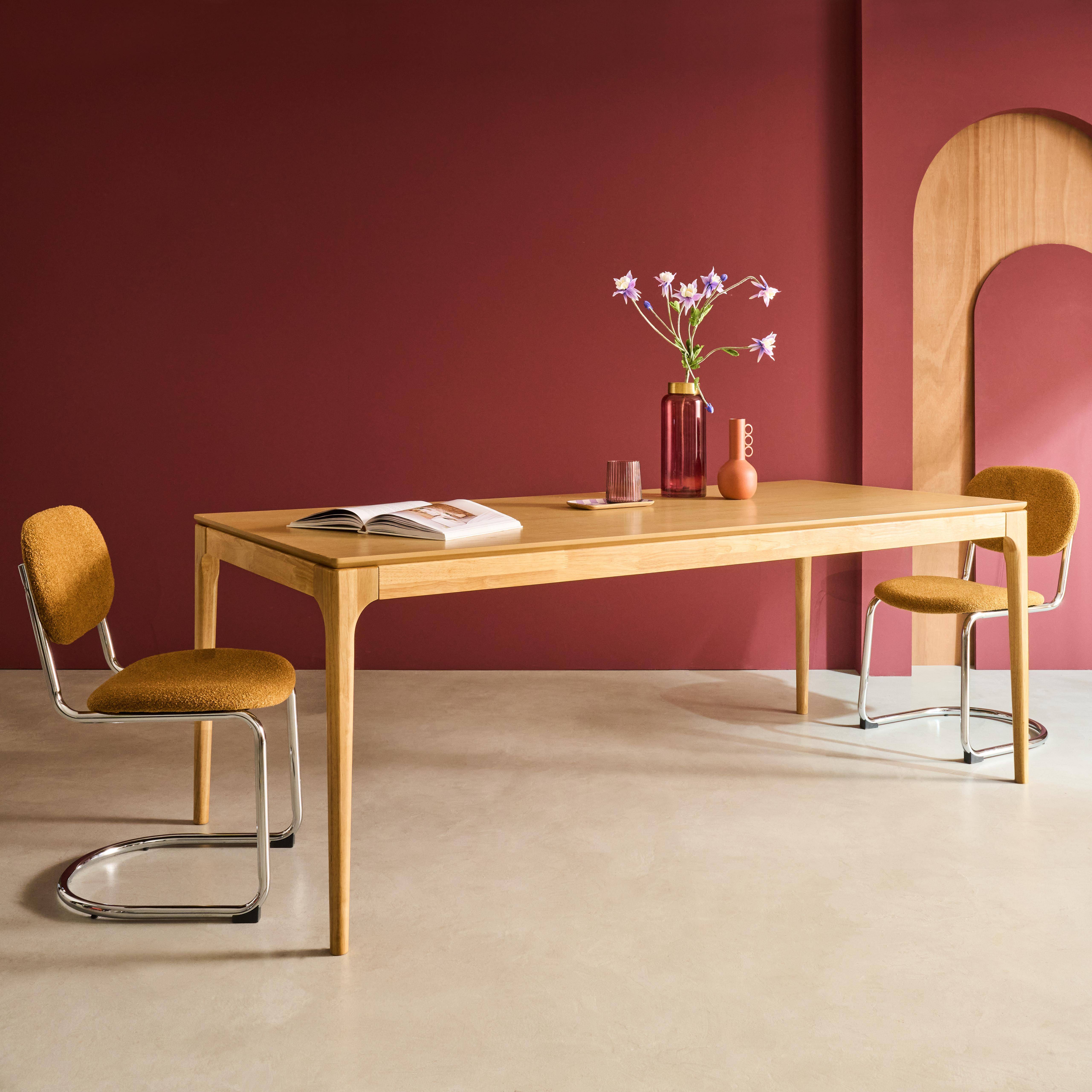 Mesa de jantar retangular de madeira de seringueira e folheado de freixo para 8 lugares, Elena, Natural, 200x90x76 cm,sweeek,Photo3