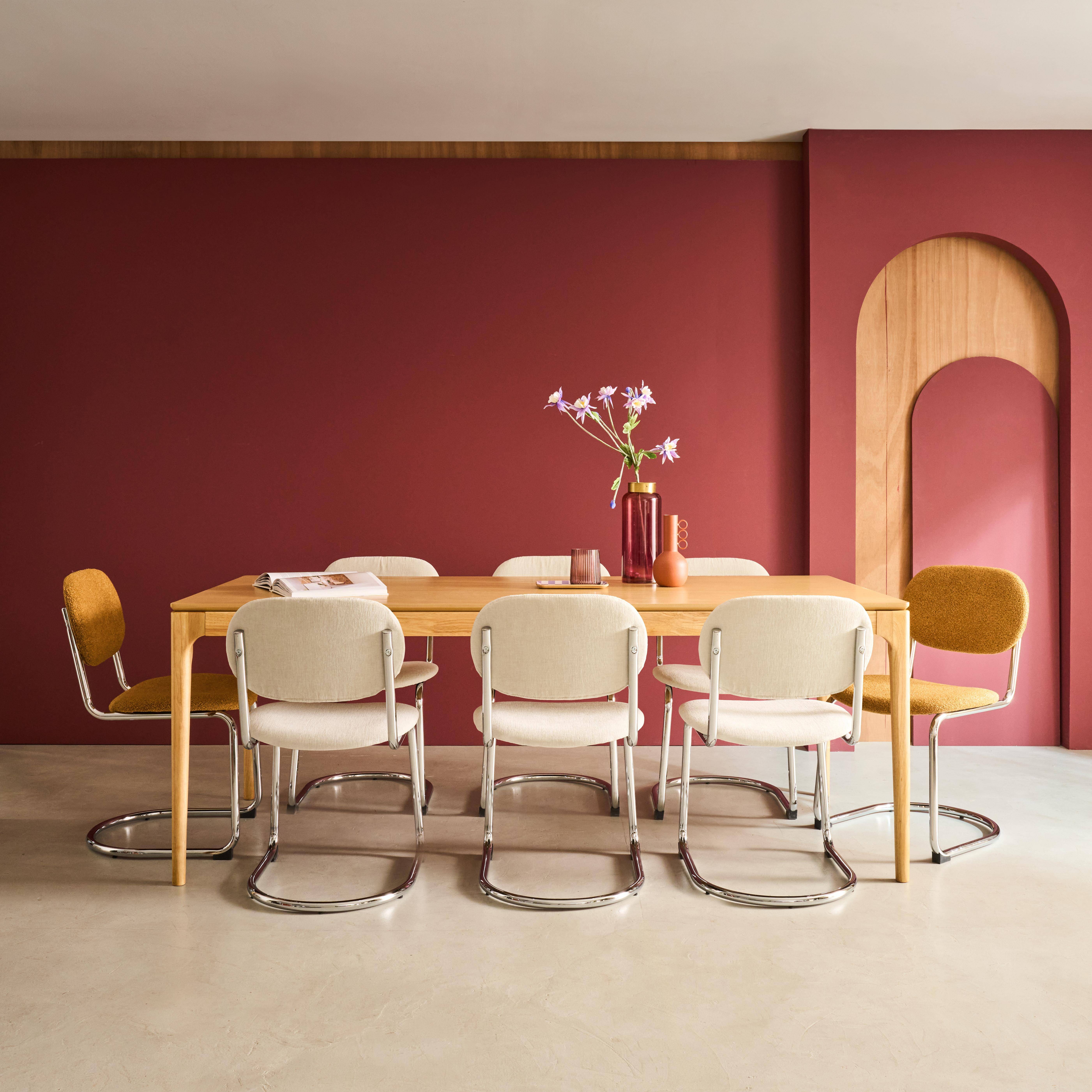 Mesa de jantar retangular de madeira de seringueira e folheado de freixo para 8 lugares, Elena, Natural, 200x90x76 cm,sweeek,Photo2