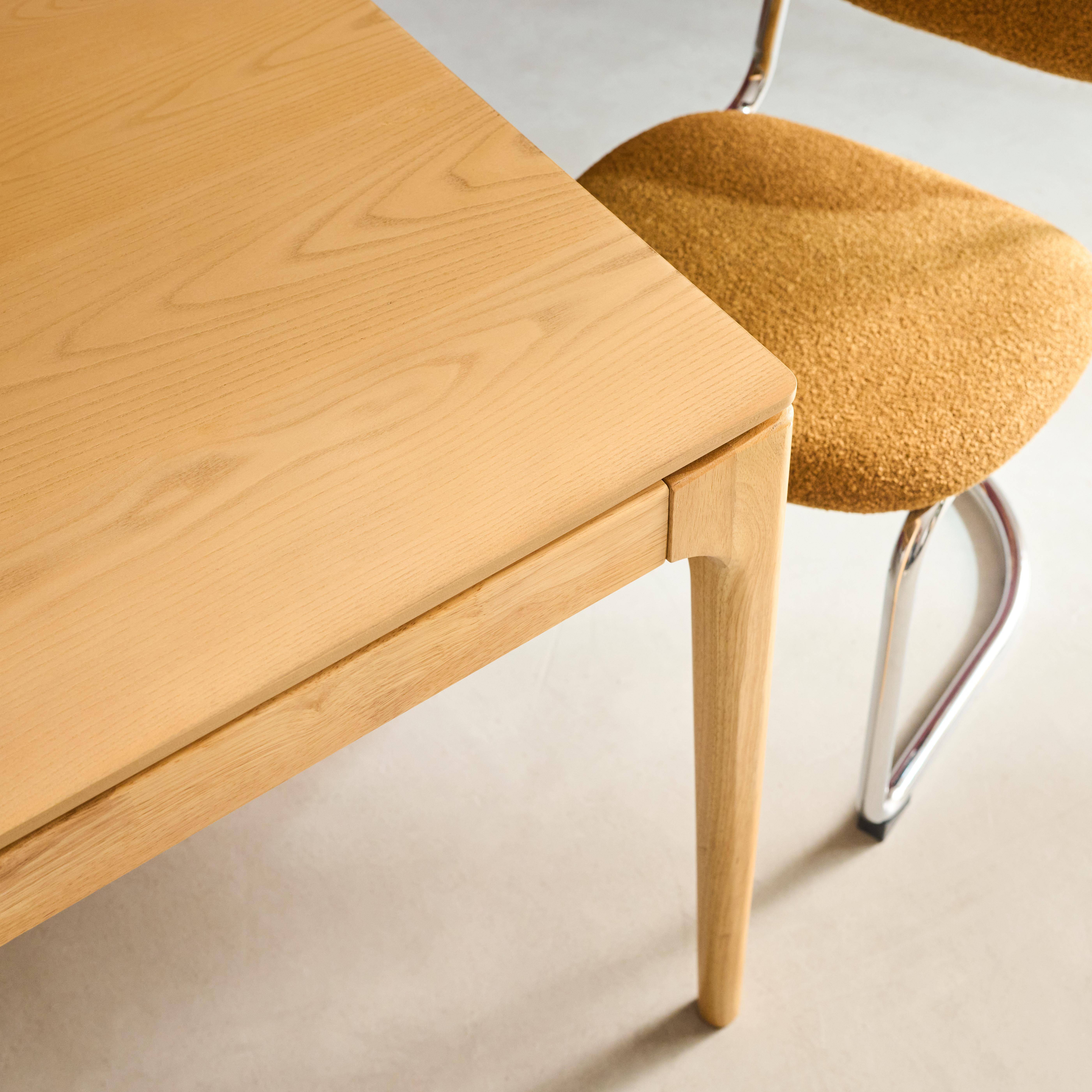 Mesa de jantar retangular de madeira de seringueira e folheado de freixo para 8 lugares, Elena, Natural, 200x90x76 cm,sweeek,Photo5