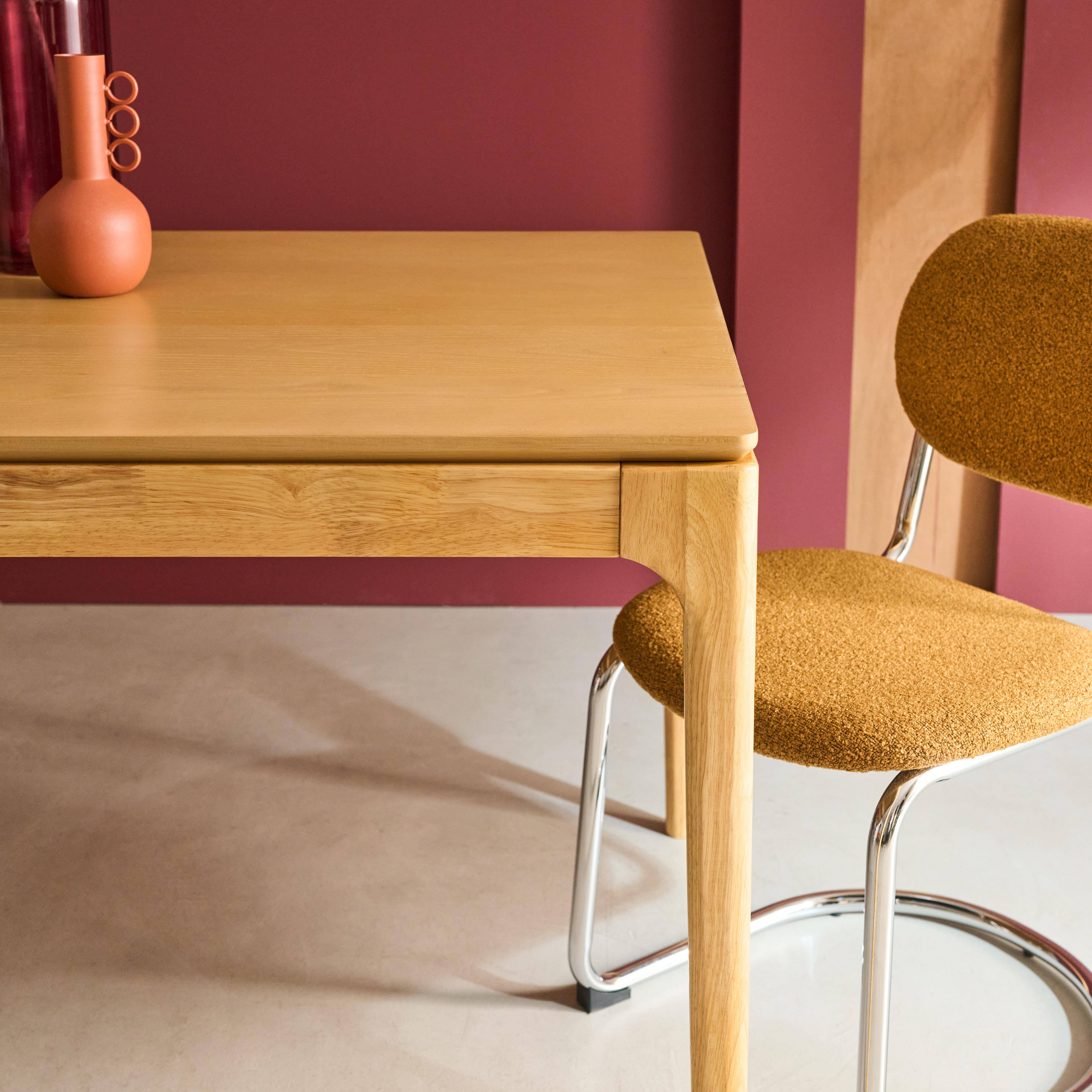 Mesa de jantar retangular de madeira de seringueira e folheado de freixo para 8 lugares, Elena, Natural, 200x90x76 cm Photo4