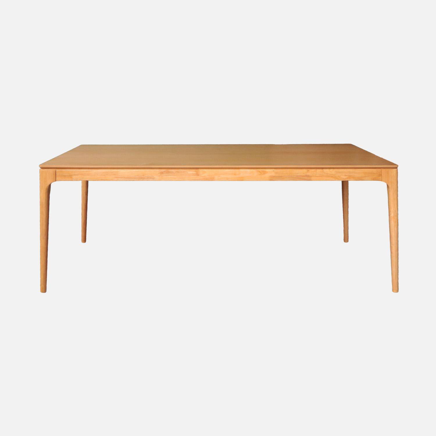 Table à manger rectangulaire naturelle bois d'hévéa et placage frêne 8 places Elena Photo2