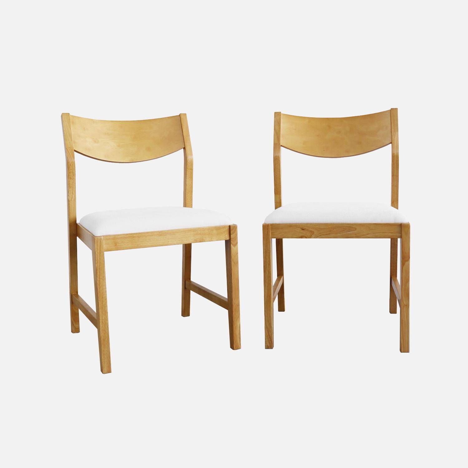 Stoel van hevea hout en beige stof (set van 2), B 48,5 x D 50,5 x H 83cm Photo3