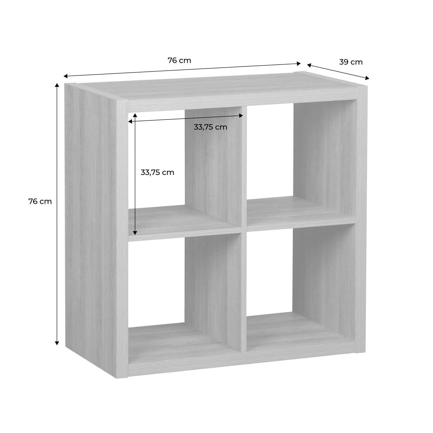 Estantería Baja Cambridge 3 Niveles – Madera Blanca De 75x60x24 Cm – Expositor De Libros Vida Designs