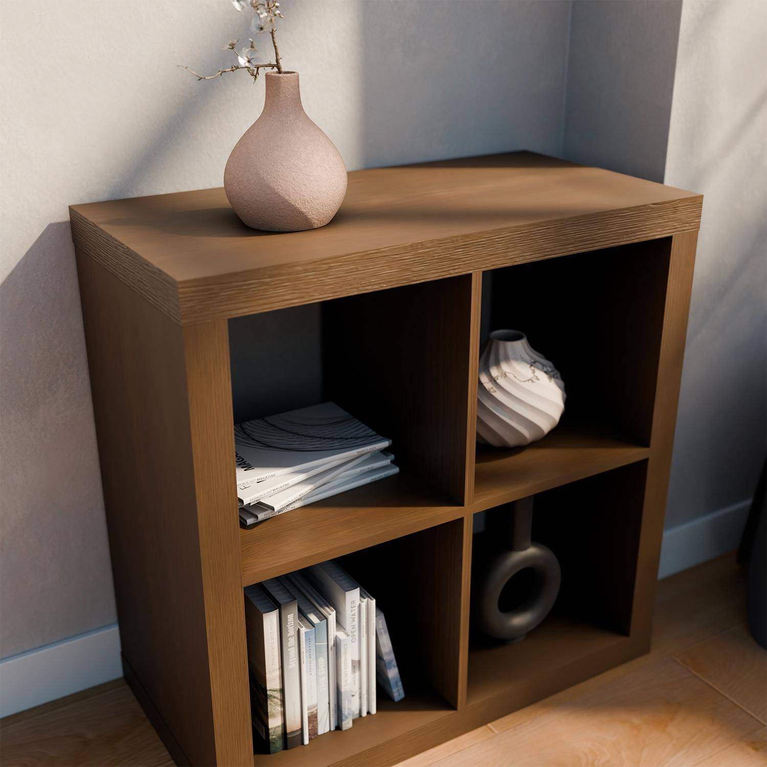 Bibliothèque Meuble De Rangement 9 Compartiments, Etagère Escalier Noir