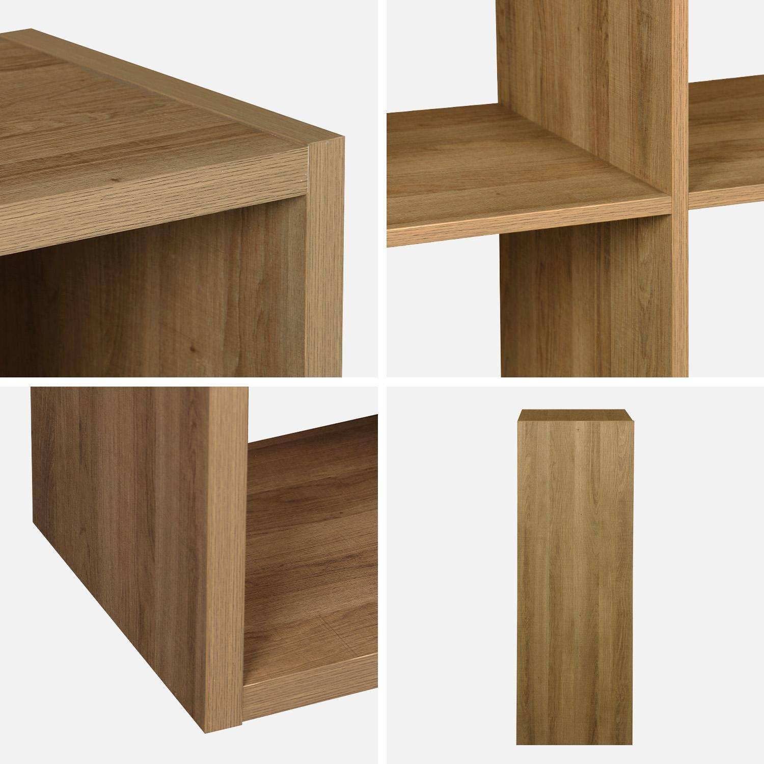Etagère bibliothèque 2 niveaux 6 compartiments, casiers, effet bois de manguier, L 111,2 x P 39 x H 76cm,sweeek,Photo9