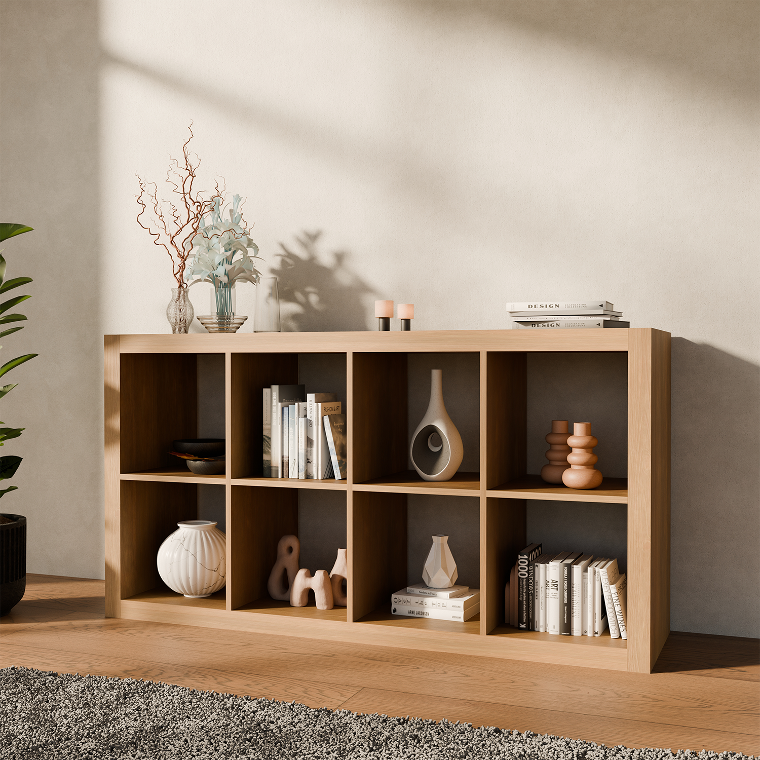 4-niveau boekenplank met 8 vakken, mangohout effect, B 76 x D 39 x H 146cm Photo6
