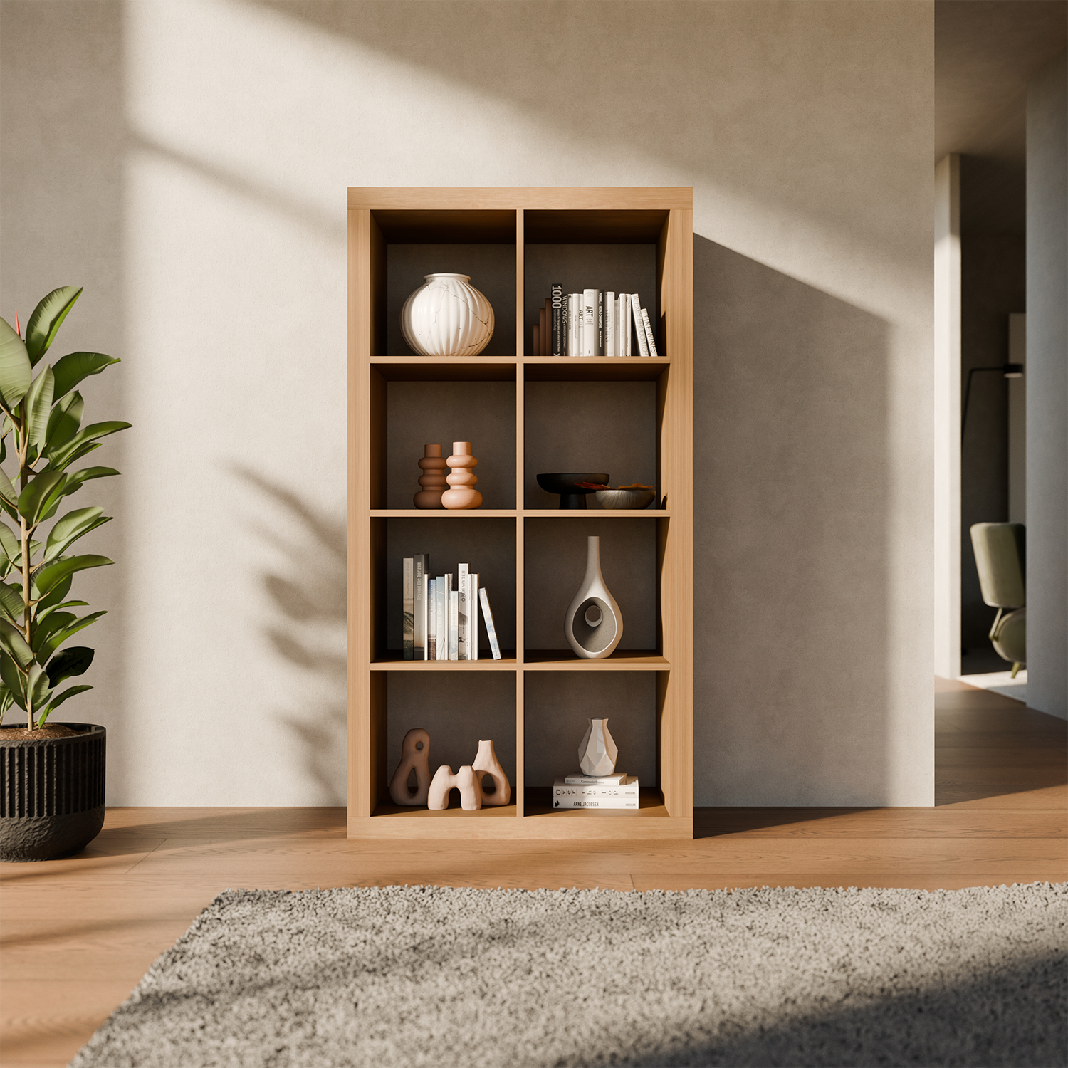 4-niveau boekenplank met 8 vakken, mangohout effect, B 76 x D 39 x H 146cm Photo1