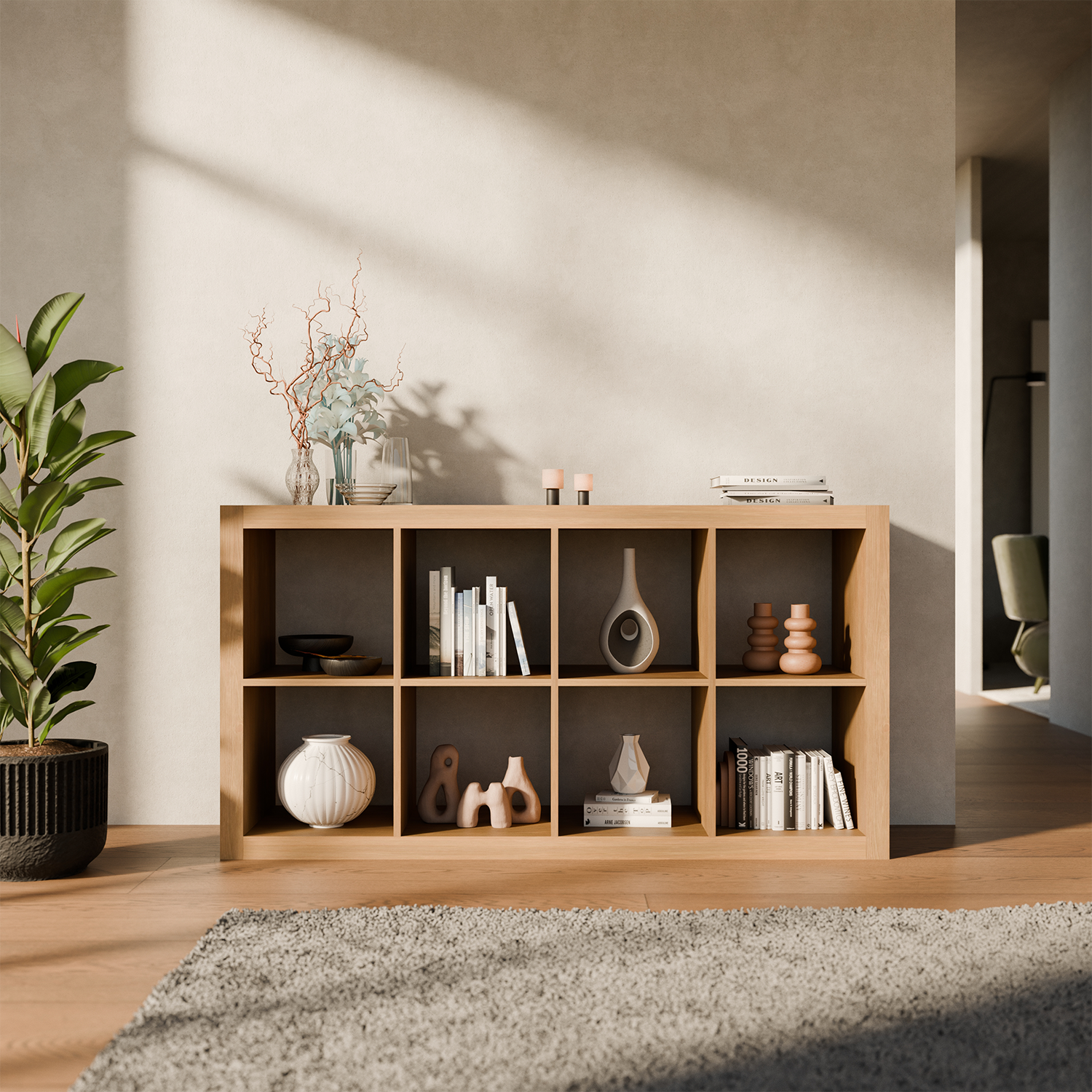 4-niveau boekenplank met 8 vakken, mangohout effect, B 76 x D 39 x H 146cm Photo4