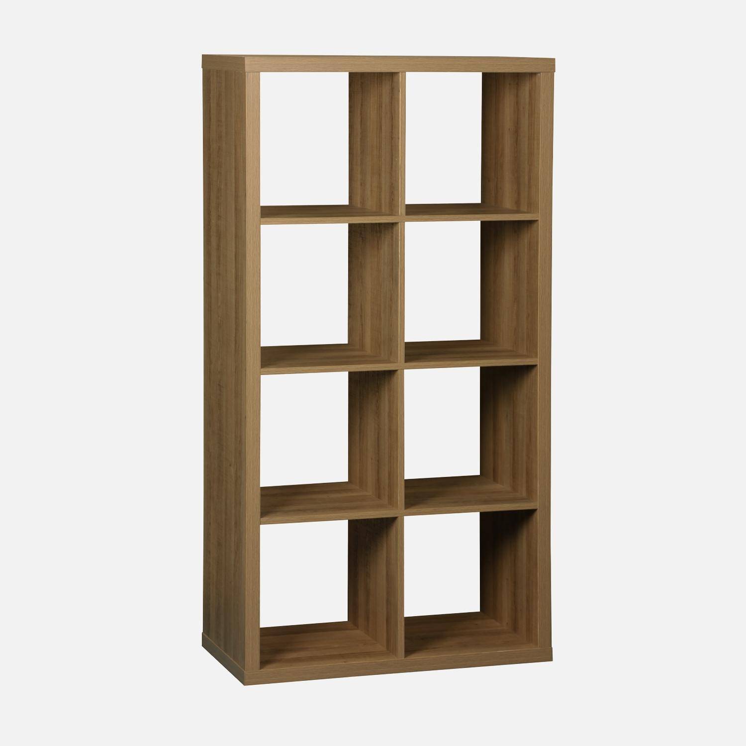 Etagère bibliothèque 4 niveaux 8 compartiments, casiers, effet bois de manguier, L 76 x P 39 x H 146cm Photo7