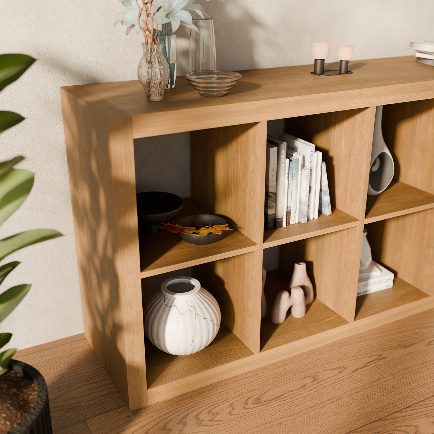 4-niveau boekenplank met 8 vakken, mangohout effect, B 76 x D 39 x H 146cm Photo5