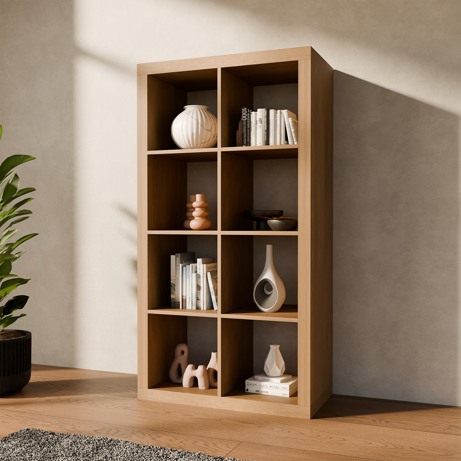 4-niveau boekenplank met 8 vakken, mangohout effect, B 76 x D 39 x H 146cm,sweeek,Photo3
