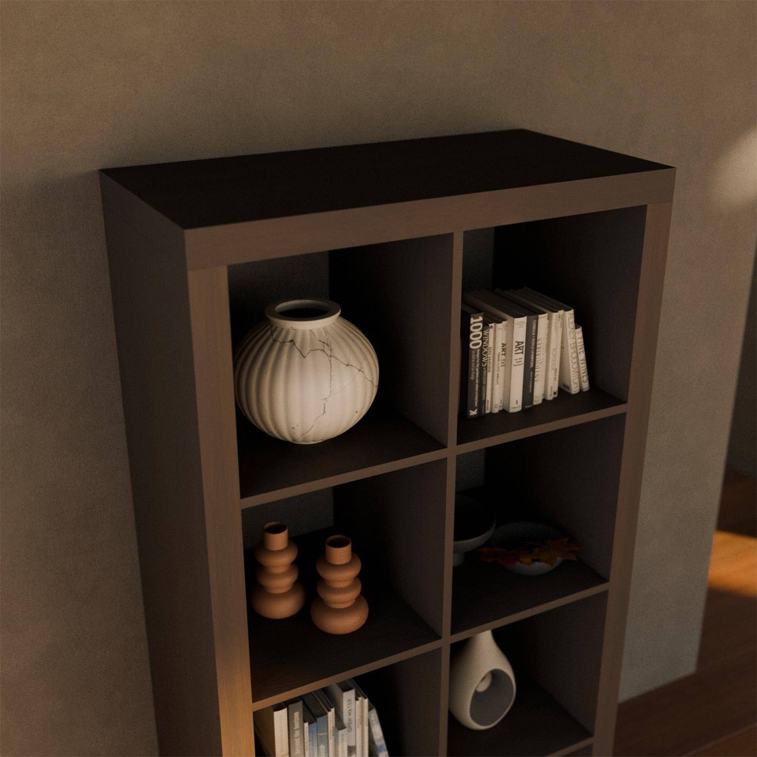 4-level bookshelf with 8 compartments, Basiks, Walnut, 76x39x146 cm Photo4