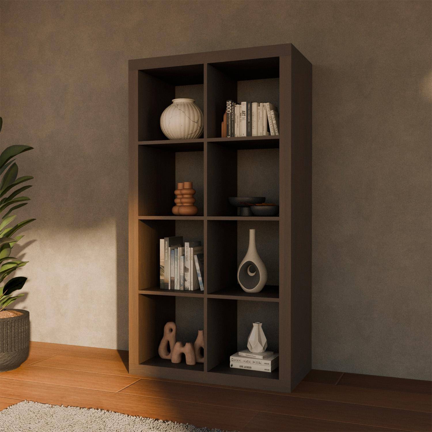 4-level bookshelf with 8 compartments, Basiks, Walnut, 76x39x146 cm Photo6