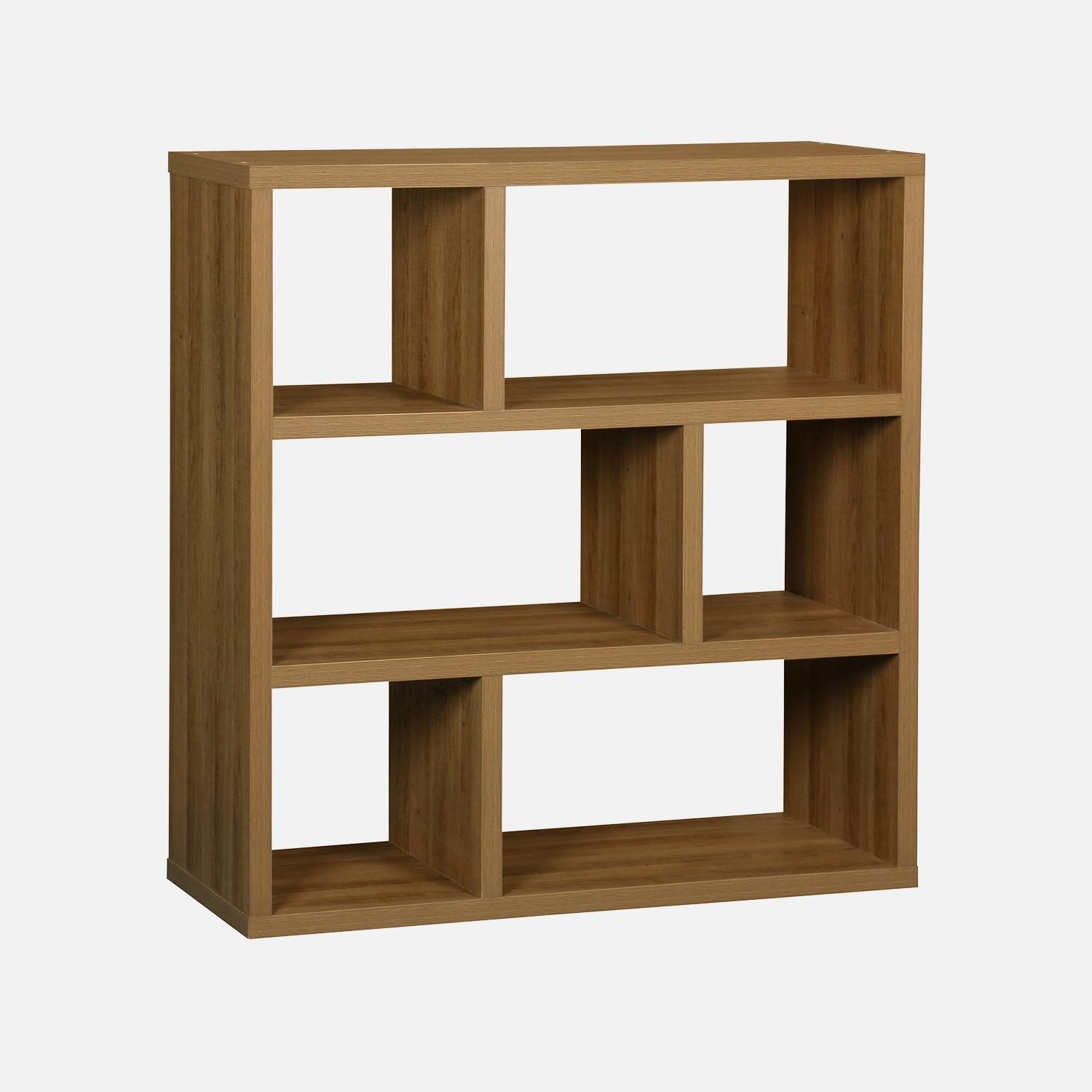 Etagère asymétrique 6 compartiments, teinte manguier