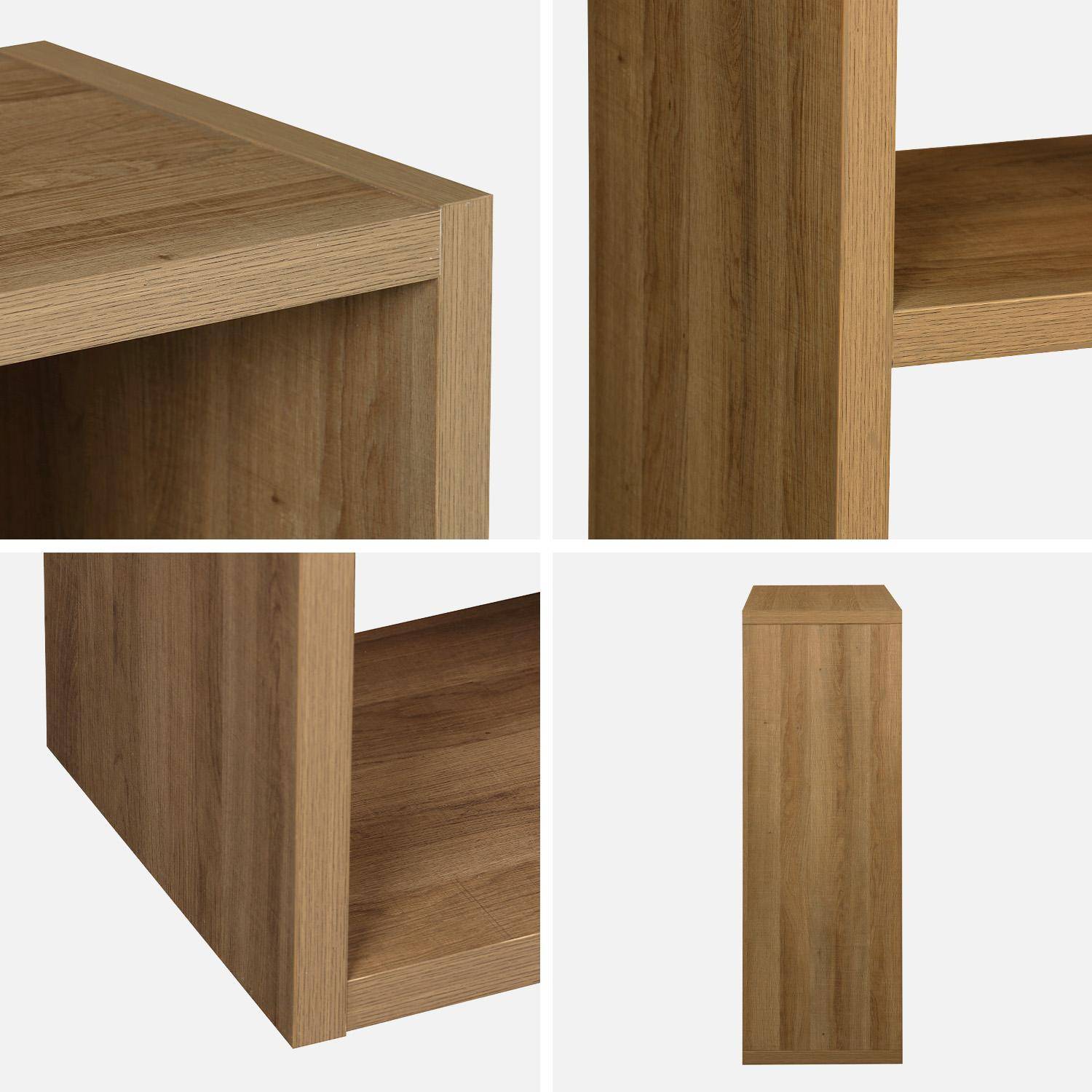 Etagère bibliothèque asymétrique 3 niveaux 6 compartiments, casiers, effet bois de manguier,  L 111,2 x P 39 x H 115,2cm,sweeek,Photo2