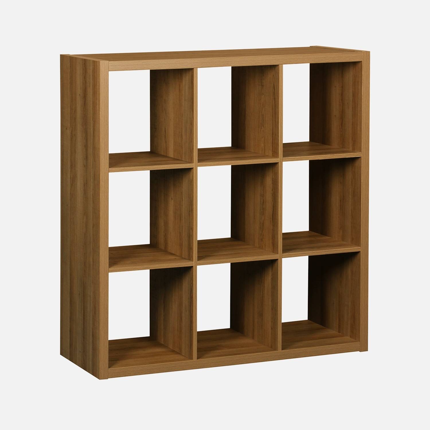 Etagère bibliothèque 9 compartiments, teinte manguier