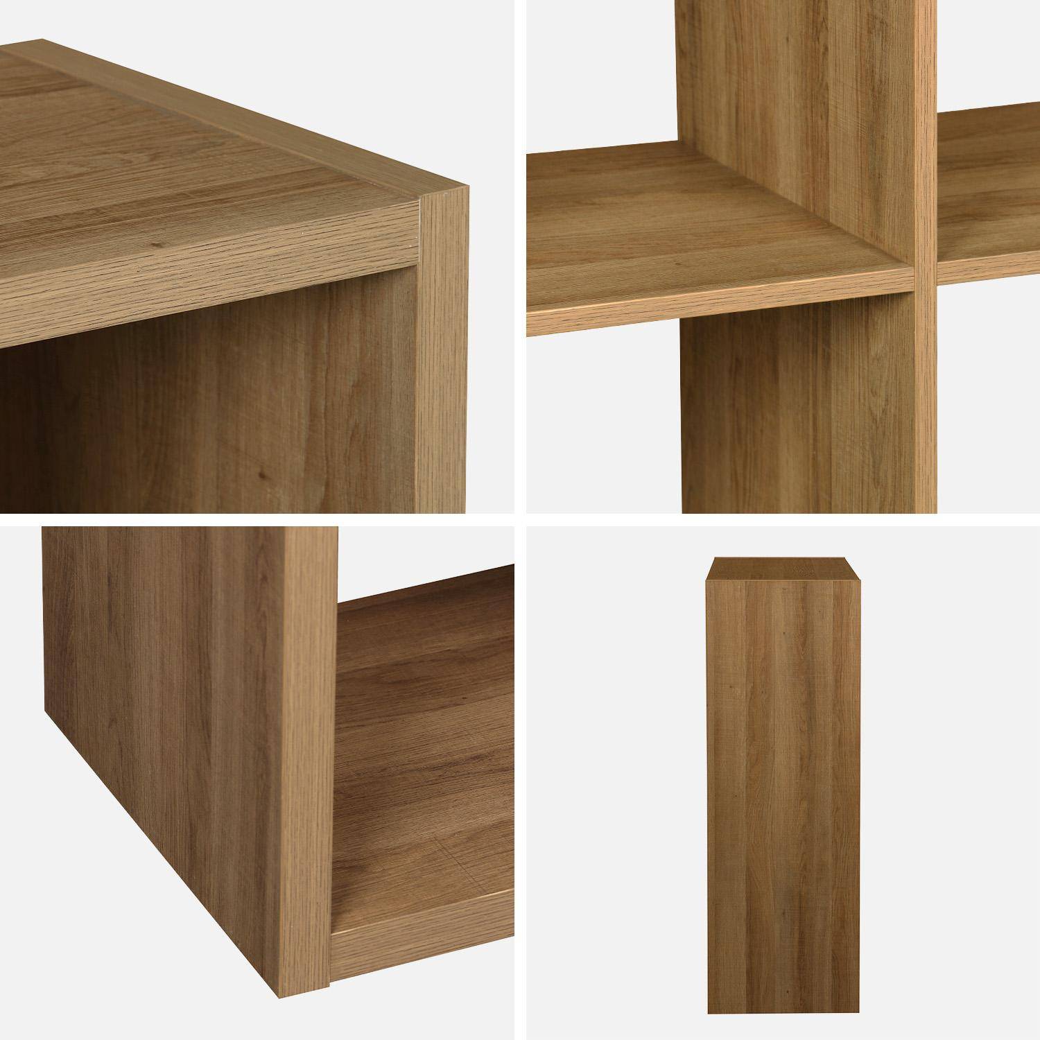 Etagère bibliothèque cubique 3 niveaux 9 compartiments, casiers, effet bois de manguier, L 111,2 x P 39 x H 111,2cm,sweeek,Photo5