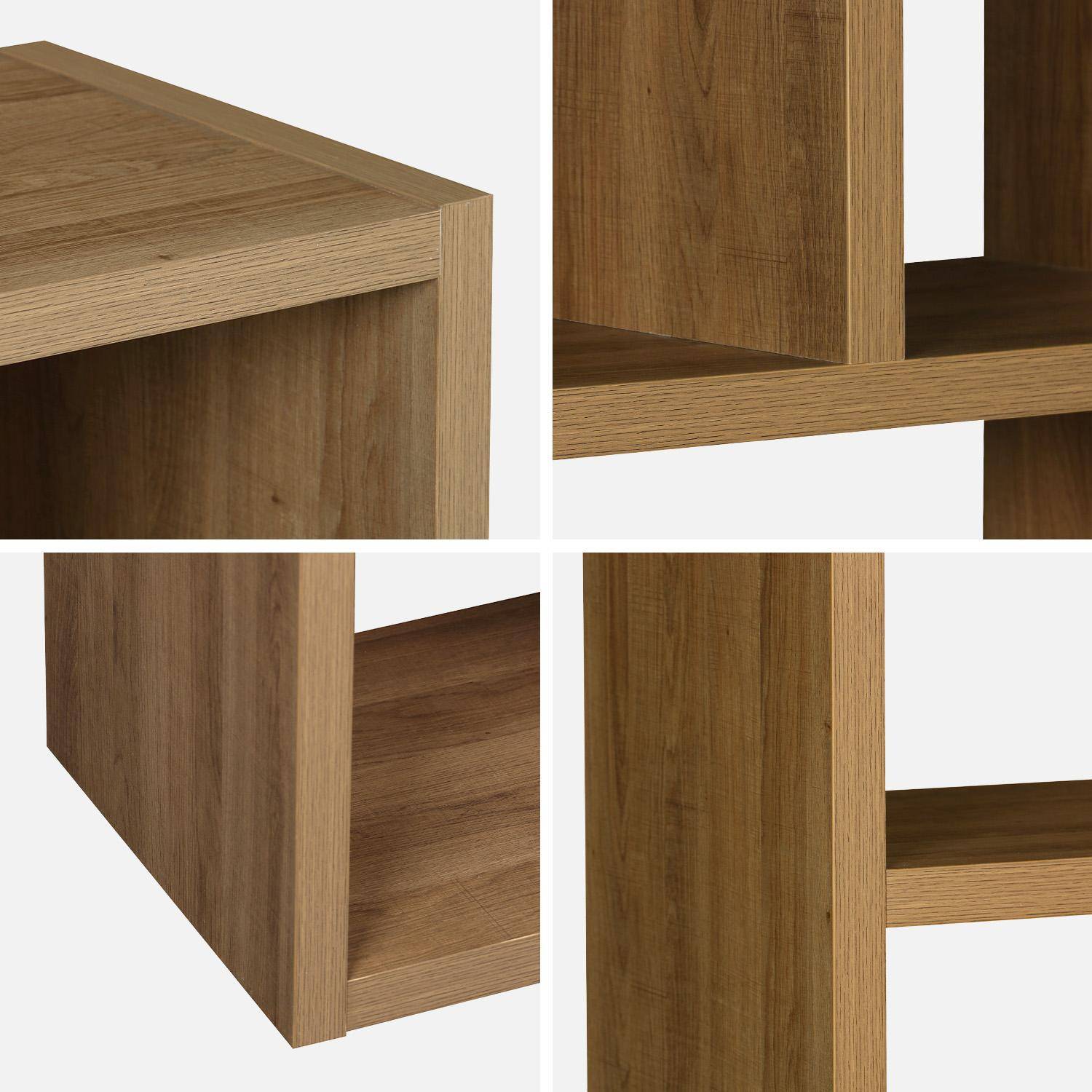 Etagère bibliothèque asymétrique 5 niveaux 10 compartiments, casiers, effet bois de manguier, L 111,2 x P 39 x H 190cm Photo6