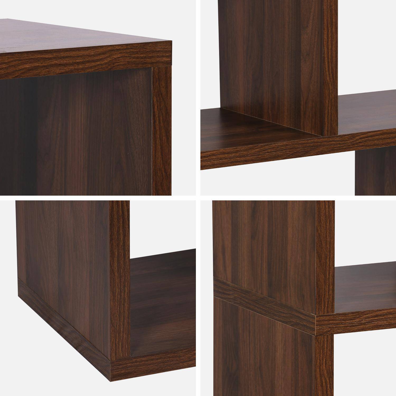 Estantería asimétrica de 5 niveles con 10 compartimentos, Basiks, Madera de nogal, 111.2x39x190 cm,sweeek,Photo7