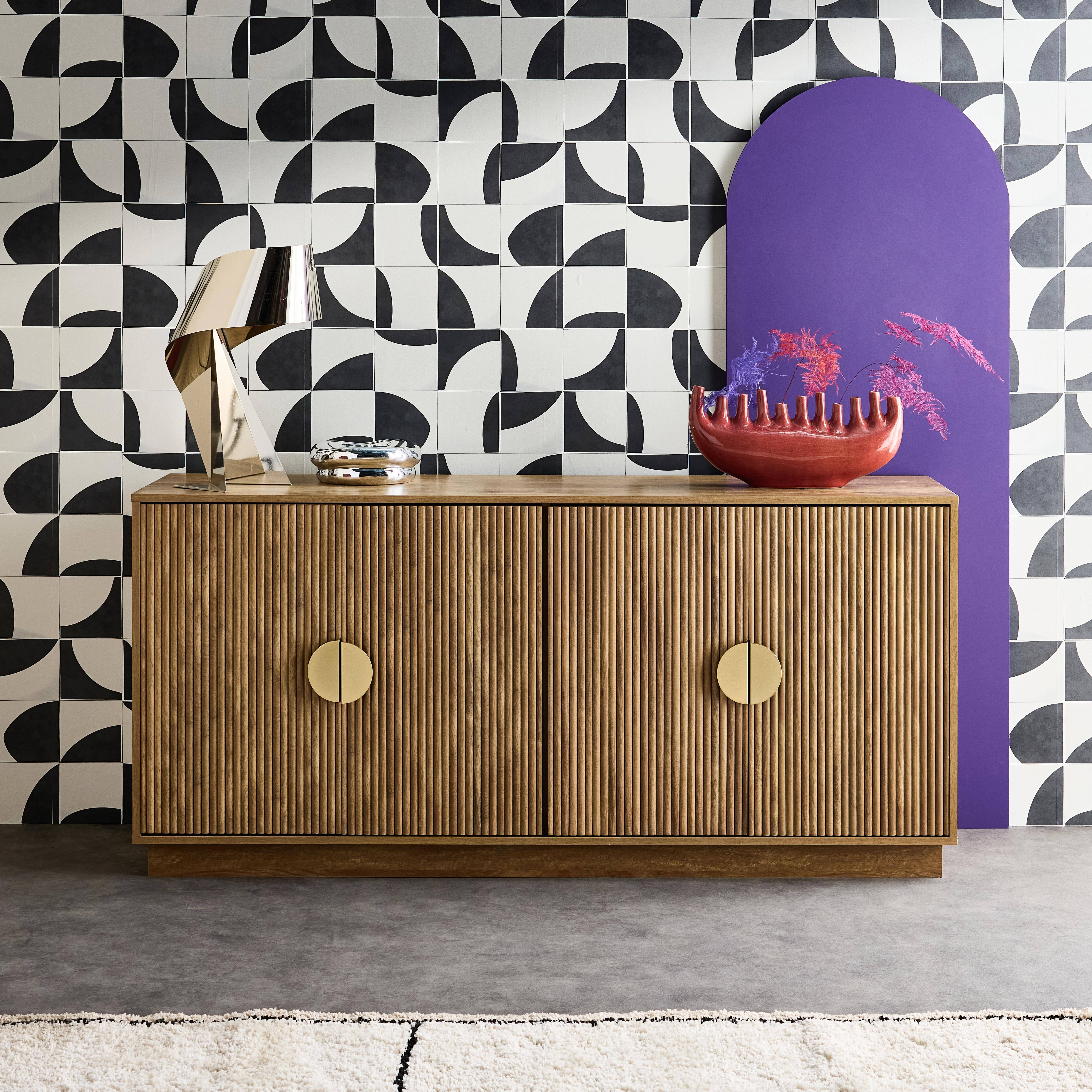 160cm exotic 4-door mango wood effect sideboard, Celian, Brown, 160x40x75 cm Photo1