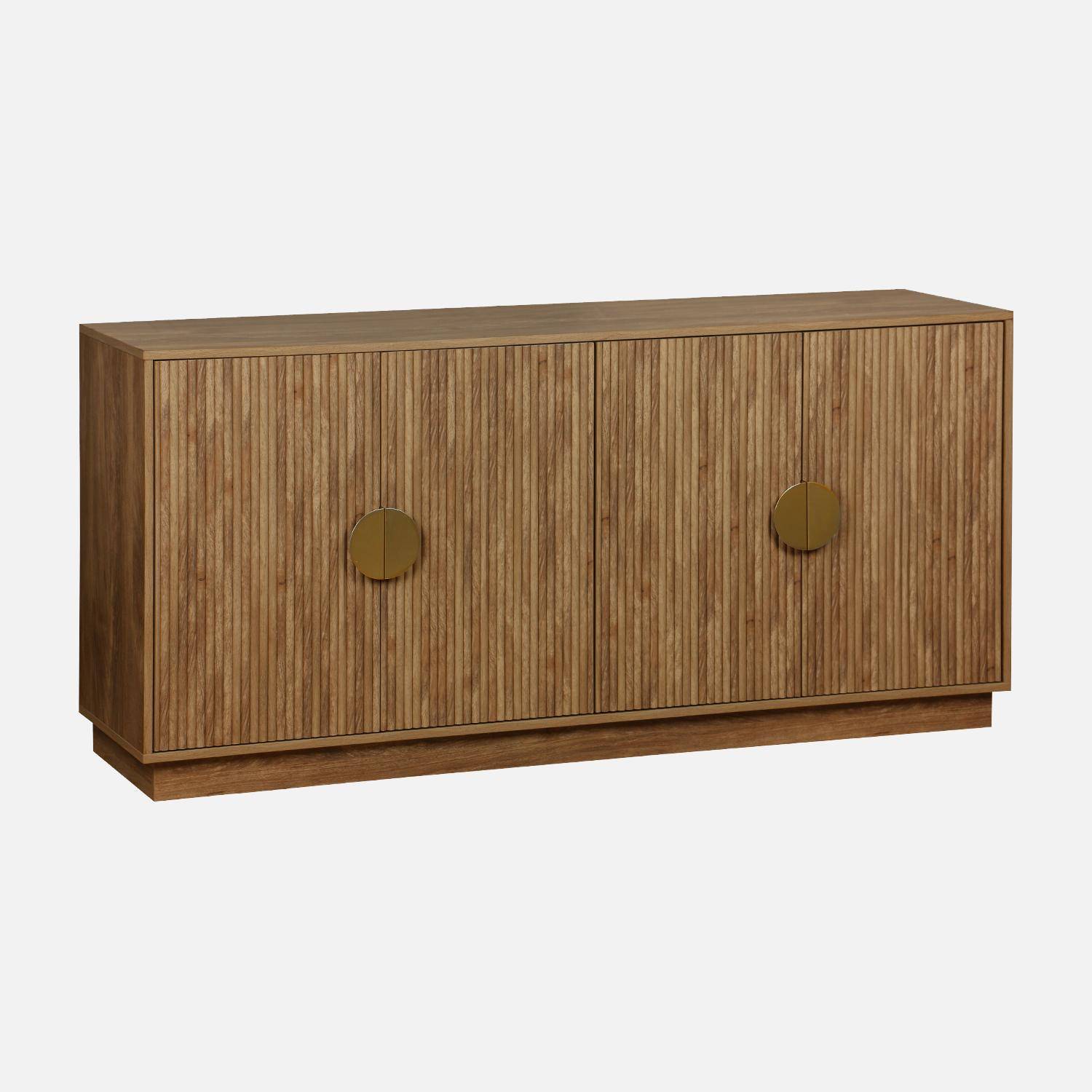 160cm exotic 4-door mango wood effect sideboard, Celian, Brown, 160x40x75 cm Photo4