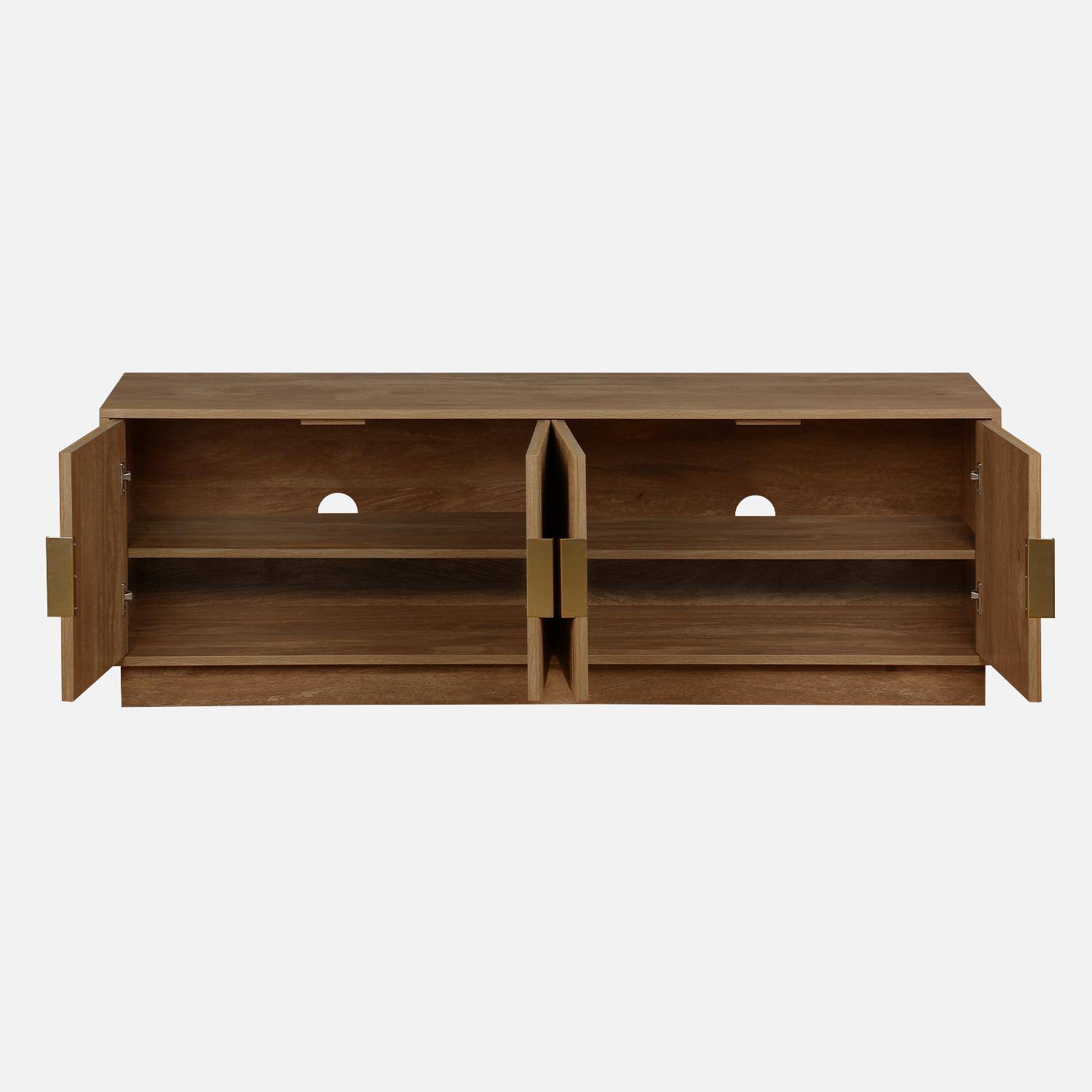 140cm TV unit exotic wooden effect 4 doors, Celian, Brown, 140x40x48 cm,sweeek,Photo6