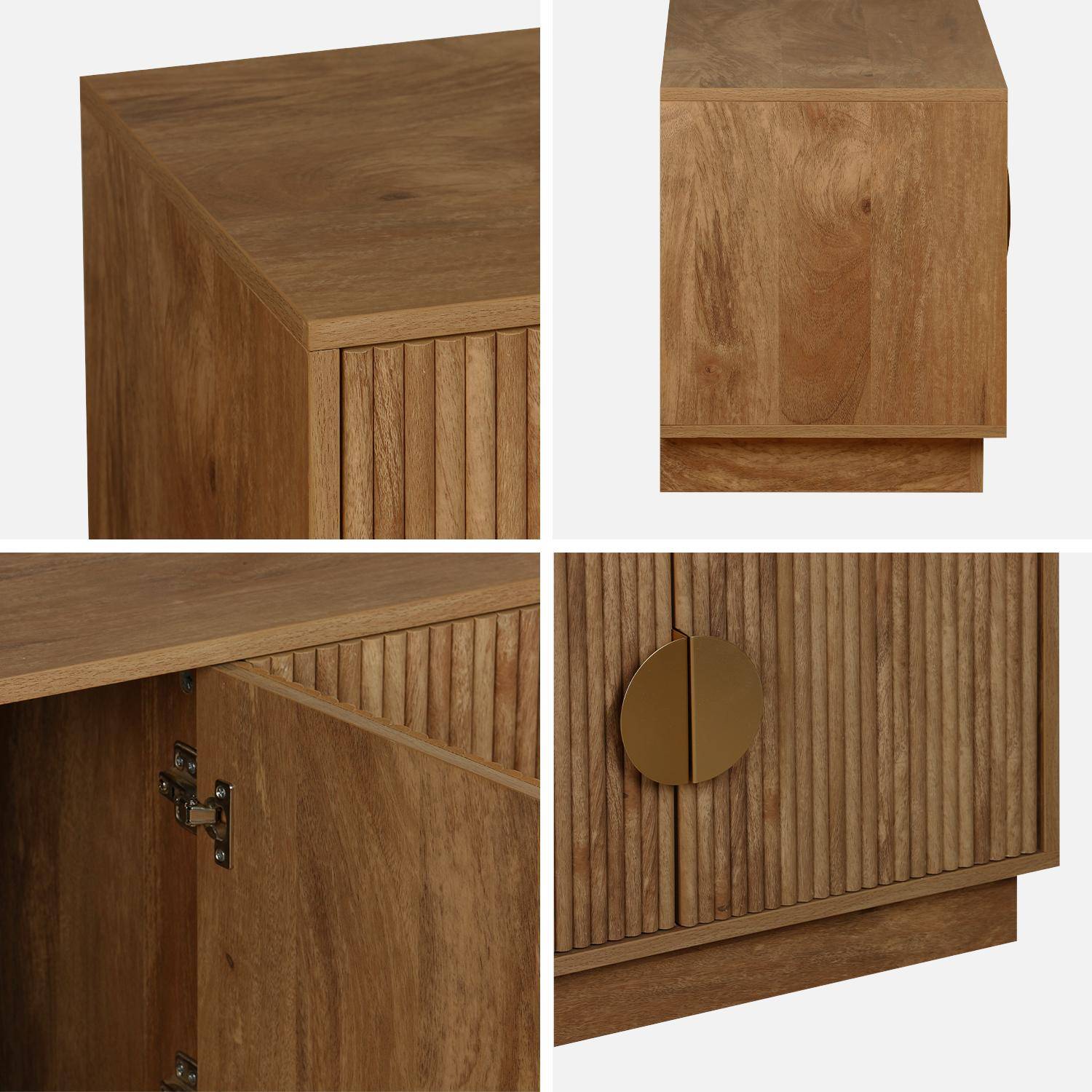 140cm TV unit exotic wooden effect 4 doors, Celian, Brown, 140x40x48 cm Photo7