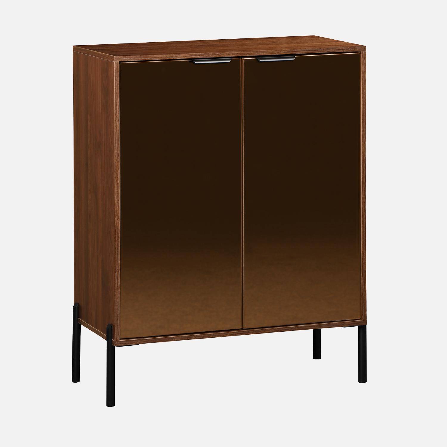 83cm vintage walnut wooden effect sideboard, Glassy, Walnut, 83x38x100 cm Photo4