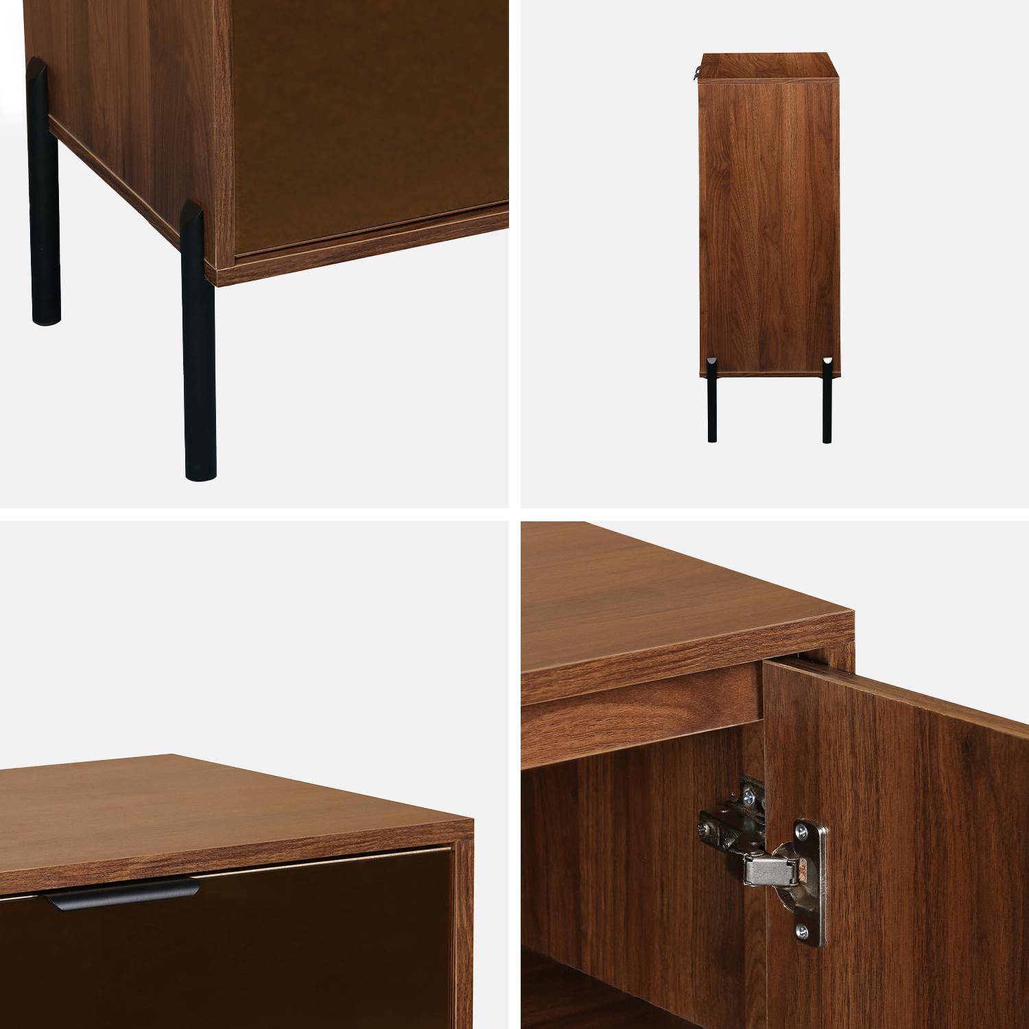 83cm vintage walnut wooden effect sideboard, Glassy, Walnut, 83x38x100 cm Photo6