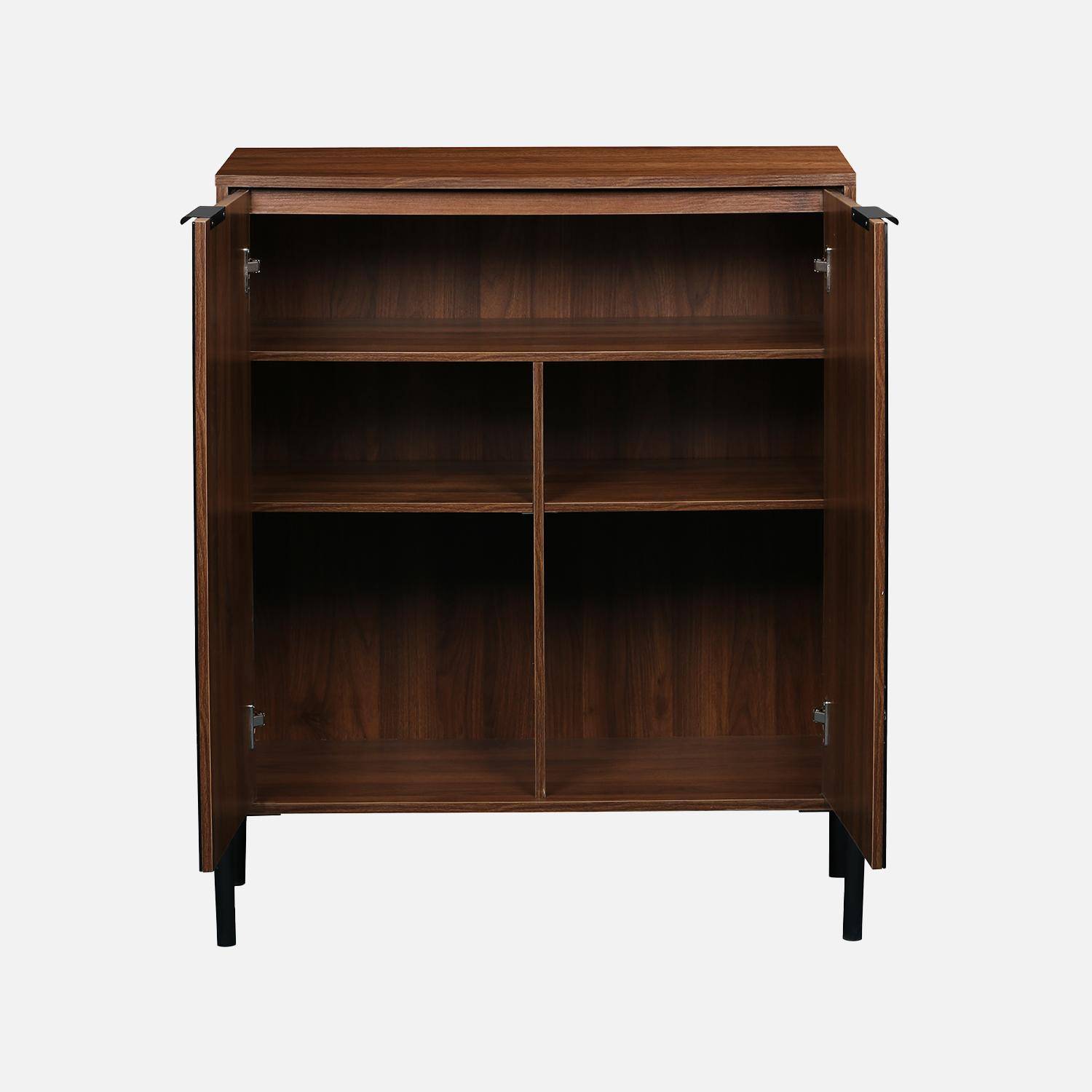 83cm vintage walnut wooden effect sideboard, Glassy, Walnut, 83x38x100 cm Photo5