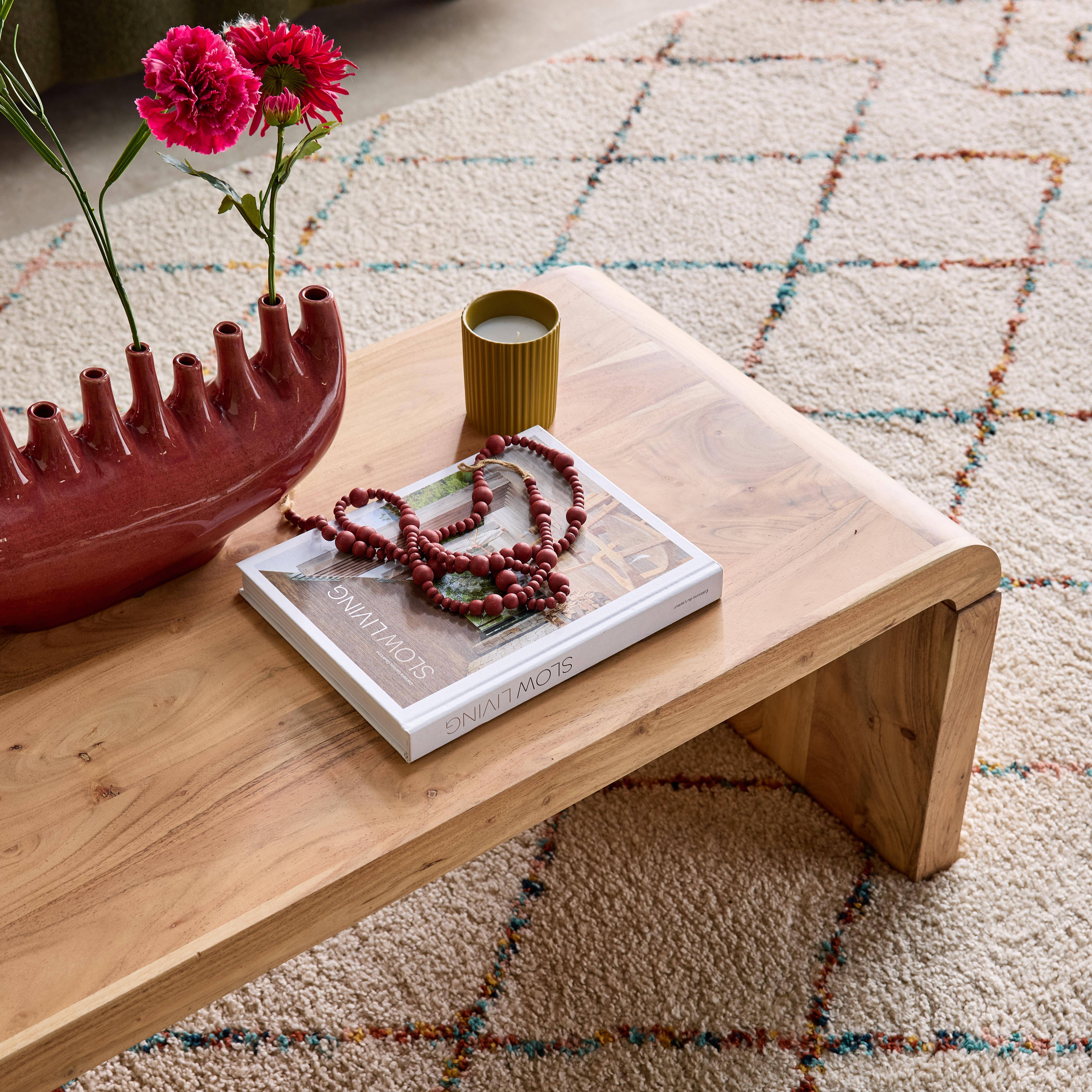 Table basse rectangulaire en acacia massif 100cm Photo2