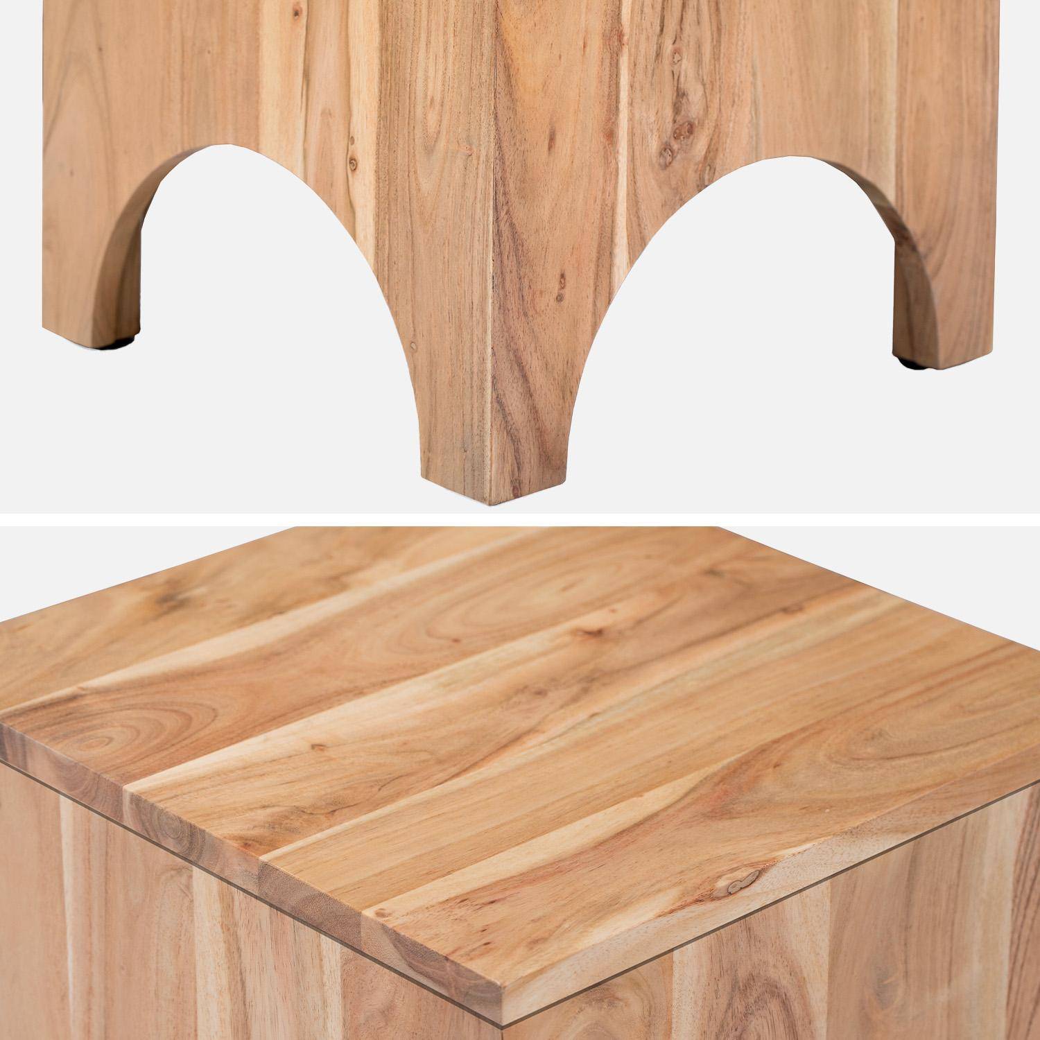 Table d'appoint, table de chevet en bois d'acacia, couleur naturelle, L 35 x 35 x H 45cm Photo5