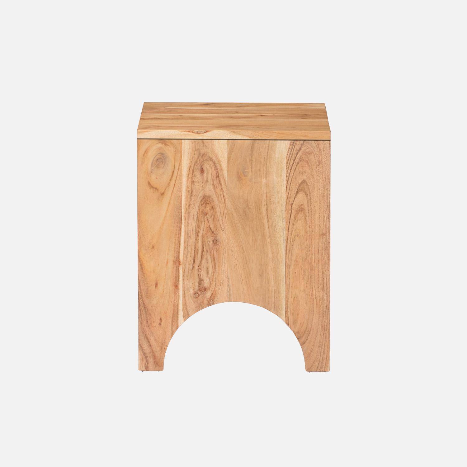 Table d'appoint, table de chevet en bois d'acacia, couleur naturelle, L 35 x 35 x H 45cm Photo4