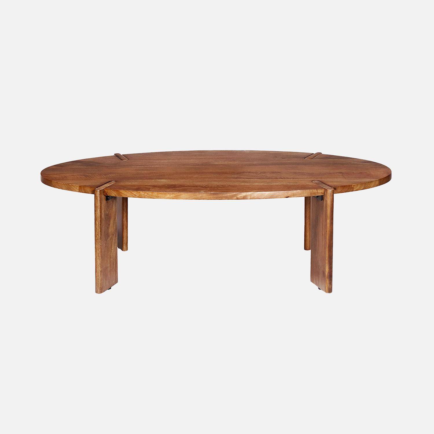 Table basse ovale en bois de manguier massif 120cm Photo2