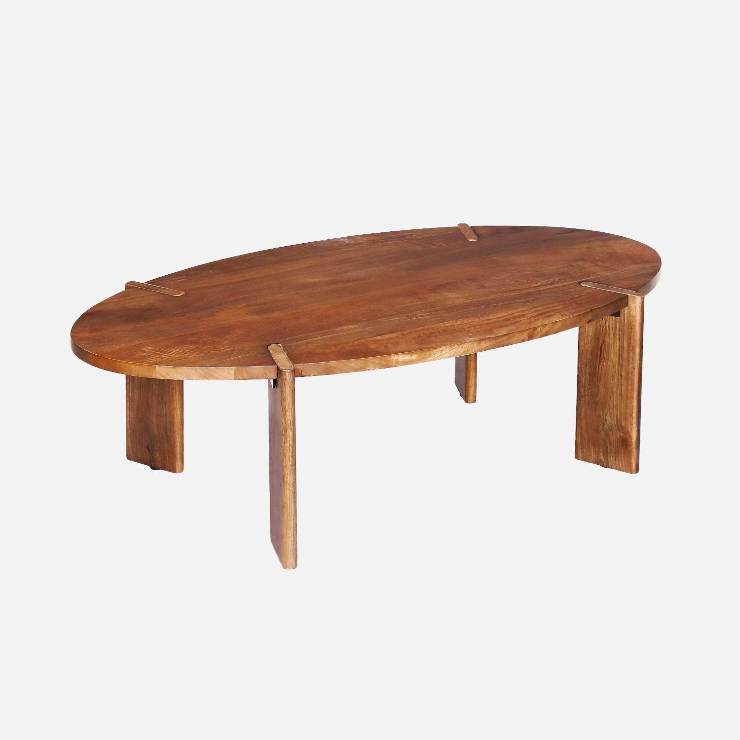 Table basse ovale en bois de manguier massif 120cm Photo1