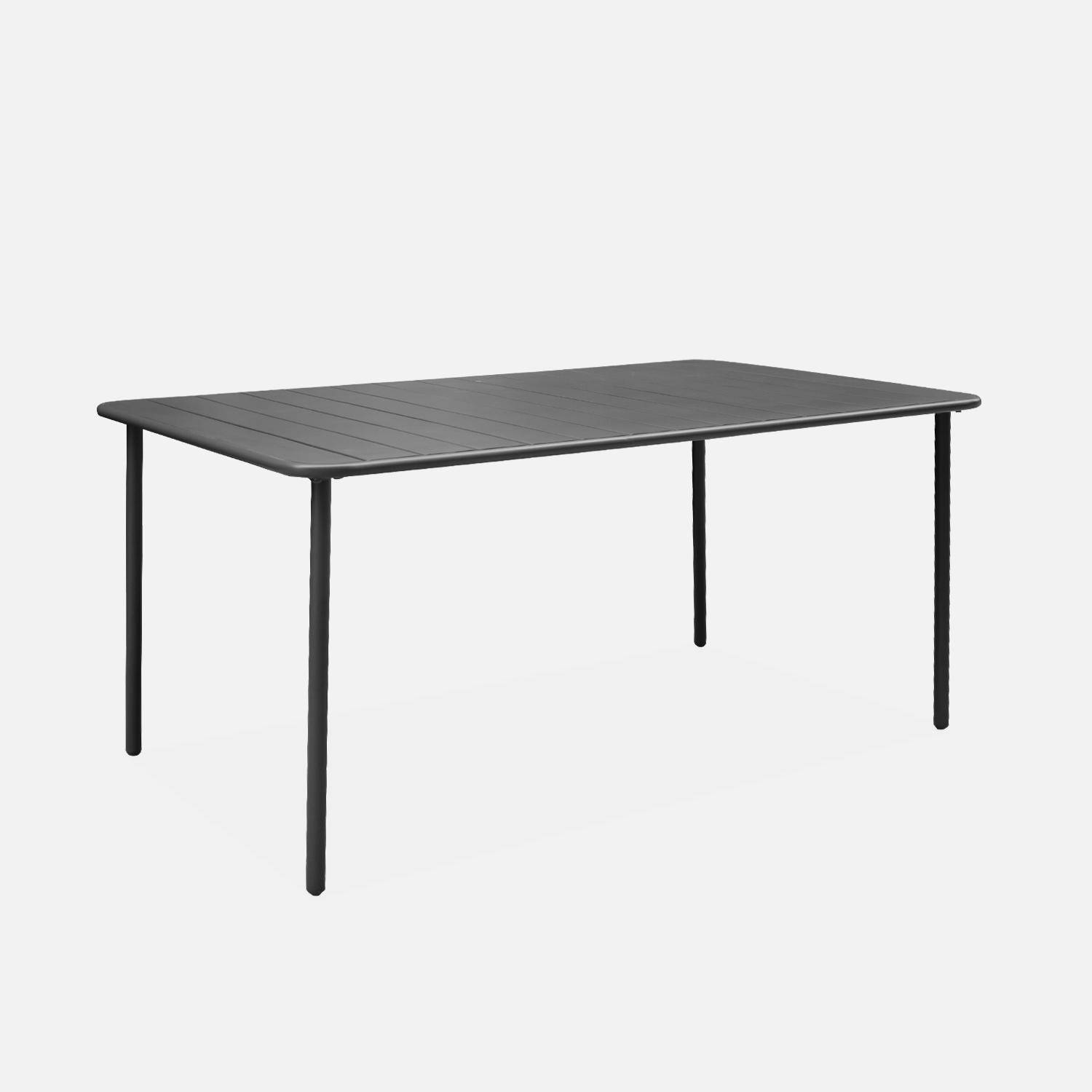 Table de jardin en métal anthracite + 8 chaises, traitement antirouille, lattes et bords arrondis  Photo3