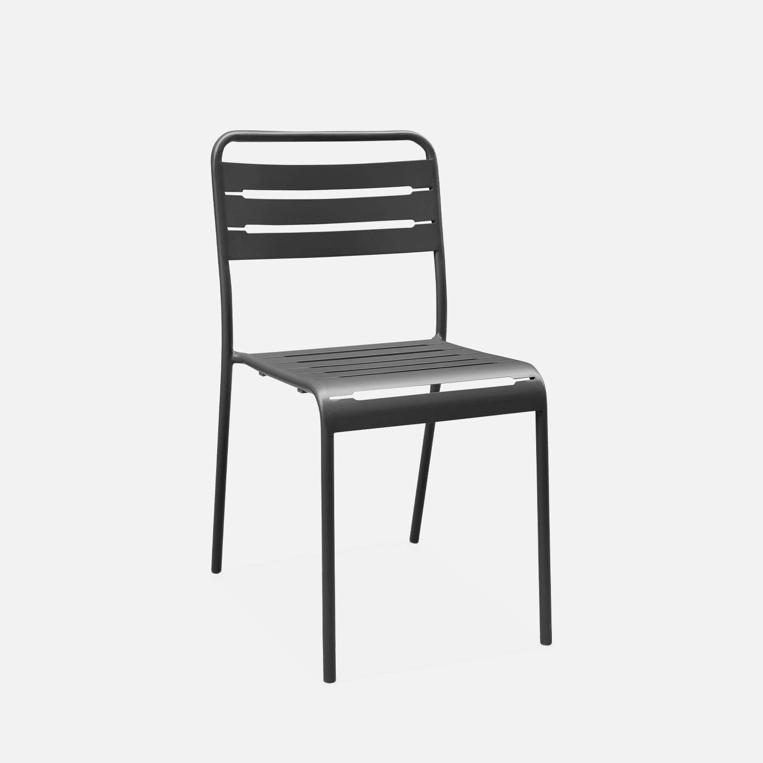 Table de jardin en métal anthracite + 8 chaises, traitement antirouille, lattes et bords arrondis  Photo4